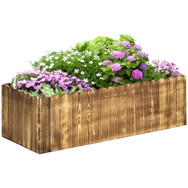 Outsunny 109L Raised Flower Bed Garden Container Box Planter Display Wood