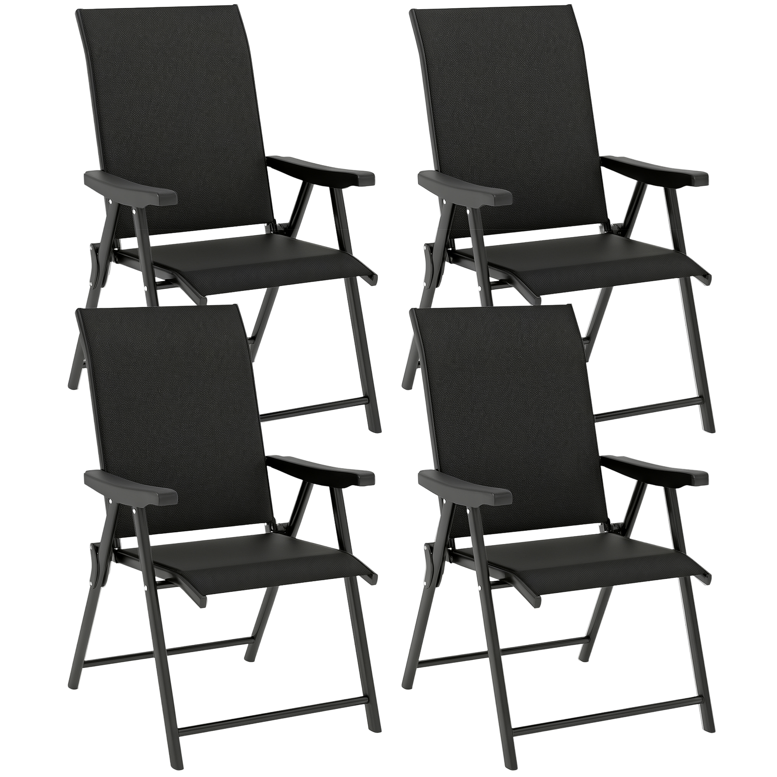 Outsunny Folding Garden Dining Chairs Set of 4 with Mesh Seat, Black