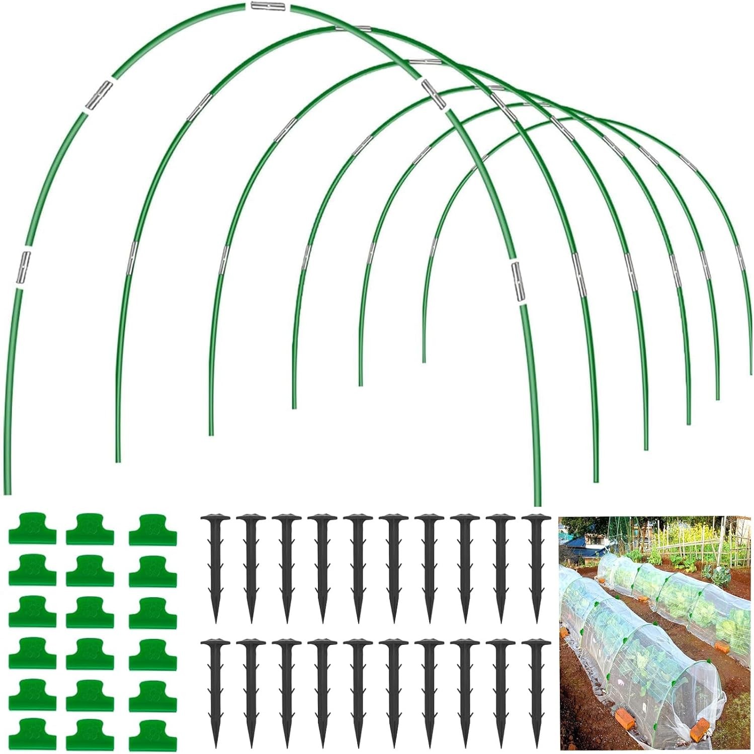 OAHAO Garden Hoops for Raised Beds Row Cover 6 Sets of 2.4M Long Garden Hoops,