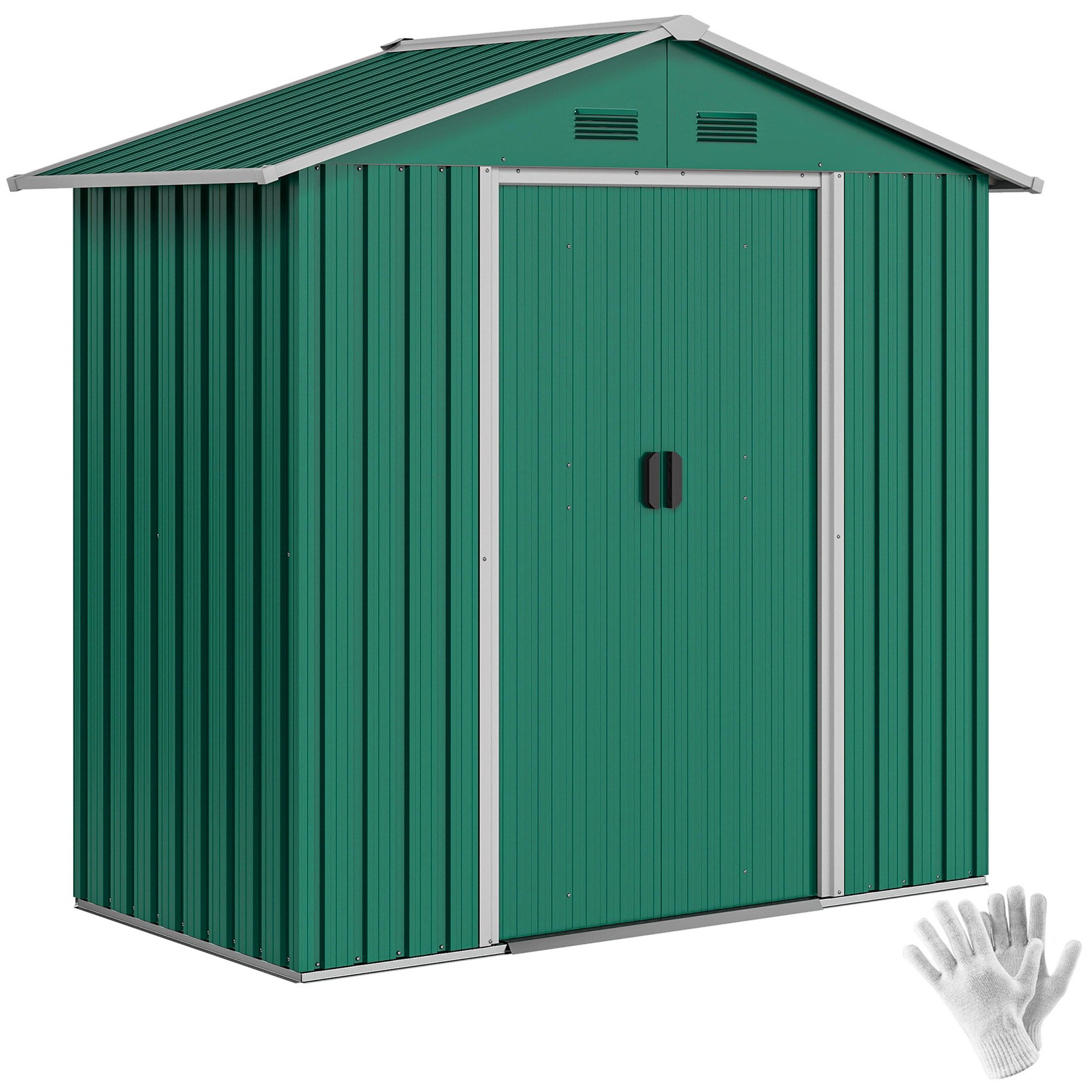 Outsunny 6.5x3.5ft Metal Garden Shed for Garden and Outdoor Storage, Green