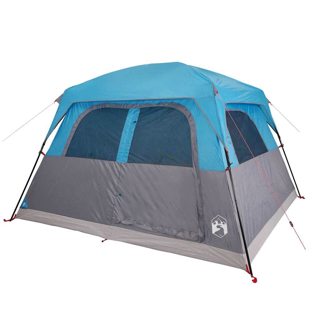 Family Tent Cabin 6-Person Lightweight Camping Blue Waterproof vidaXL