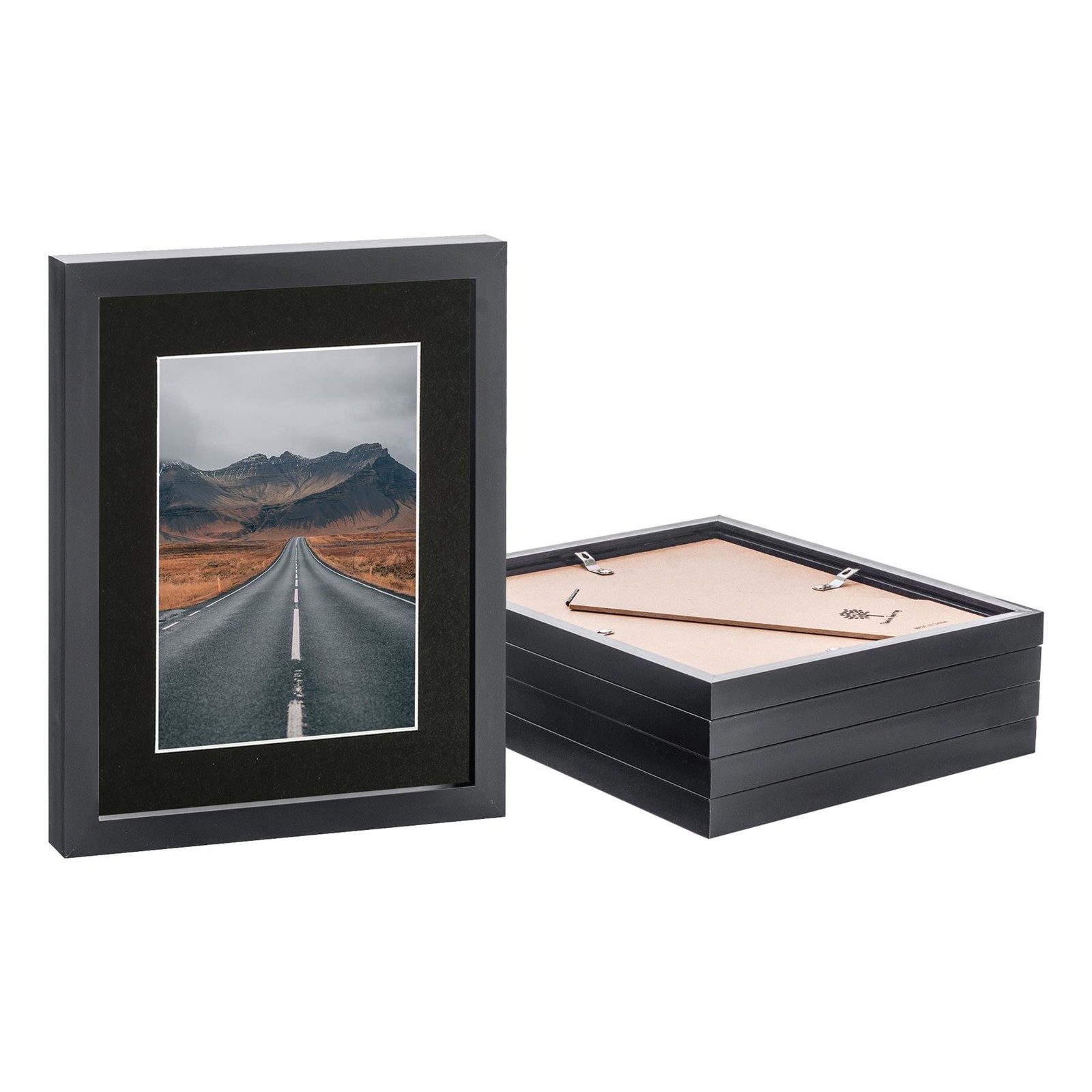 5x Black 8" x 10" Photo Frames with Black 5" x 7" Mount Picture Décor