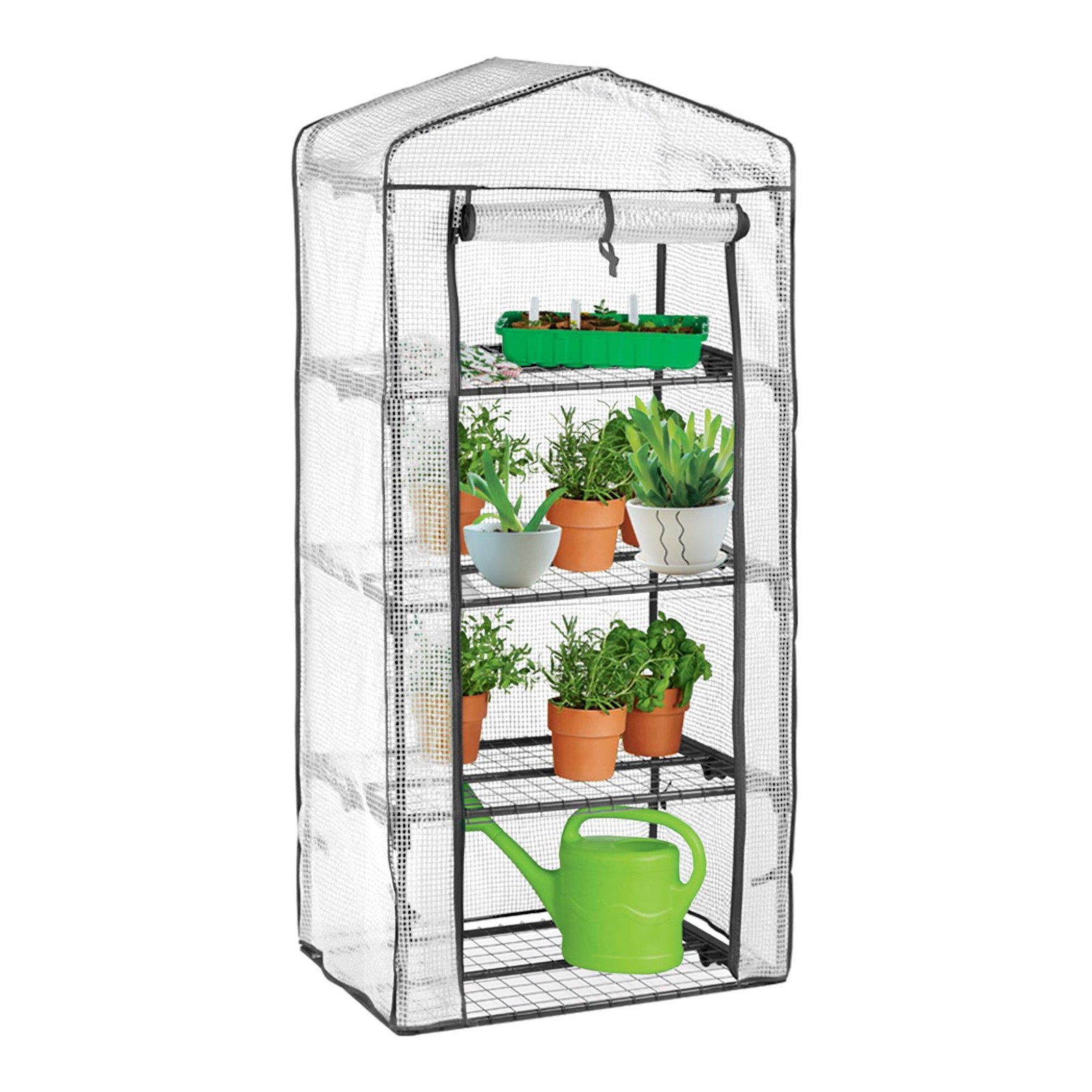 1x White 3ft x 6ft 4 Tier Mini Plastic Greenhouse Plant Grow House with Cover