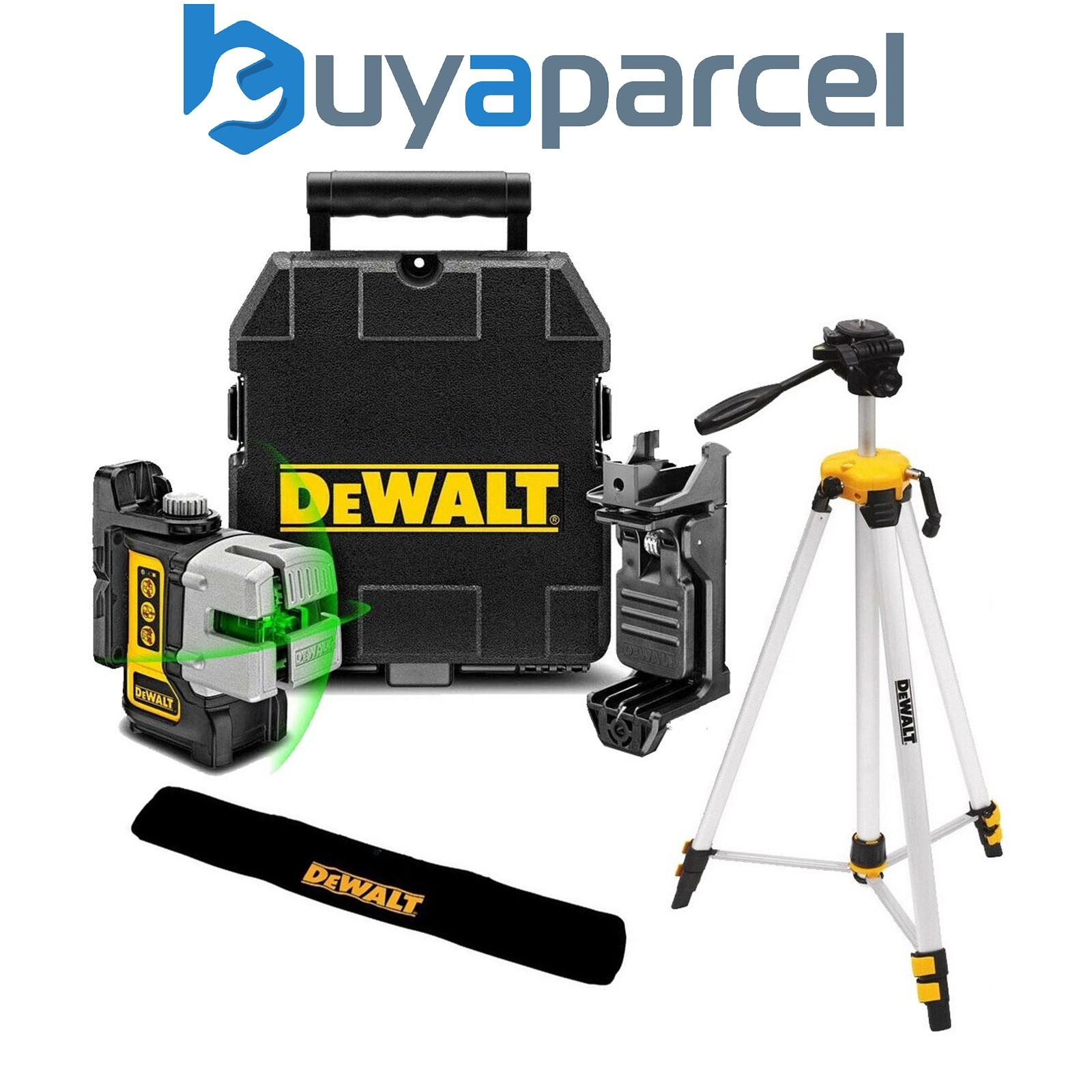 DeWalt DW089CG 3 Beam 3 Way Self Levelling Multi Line Green Laser IP54 + Tripod