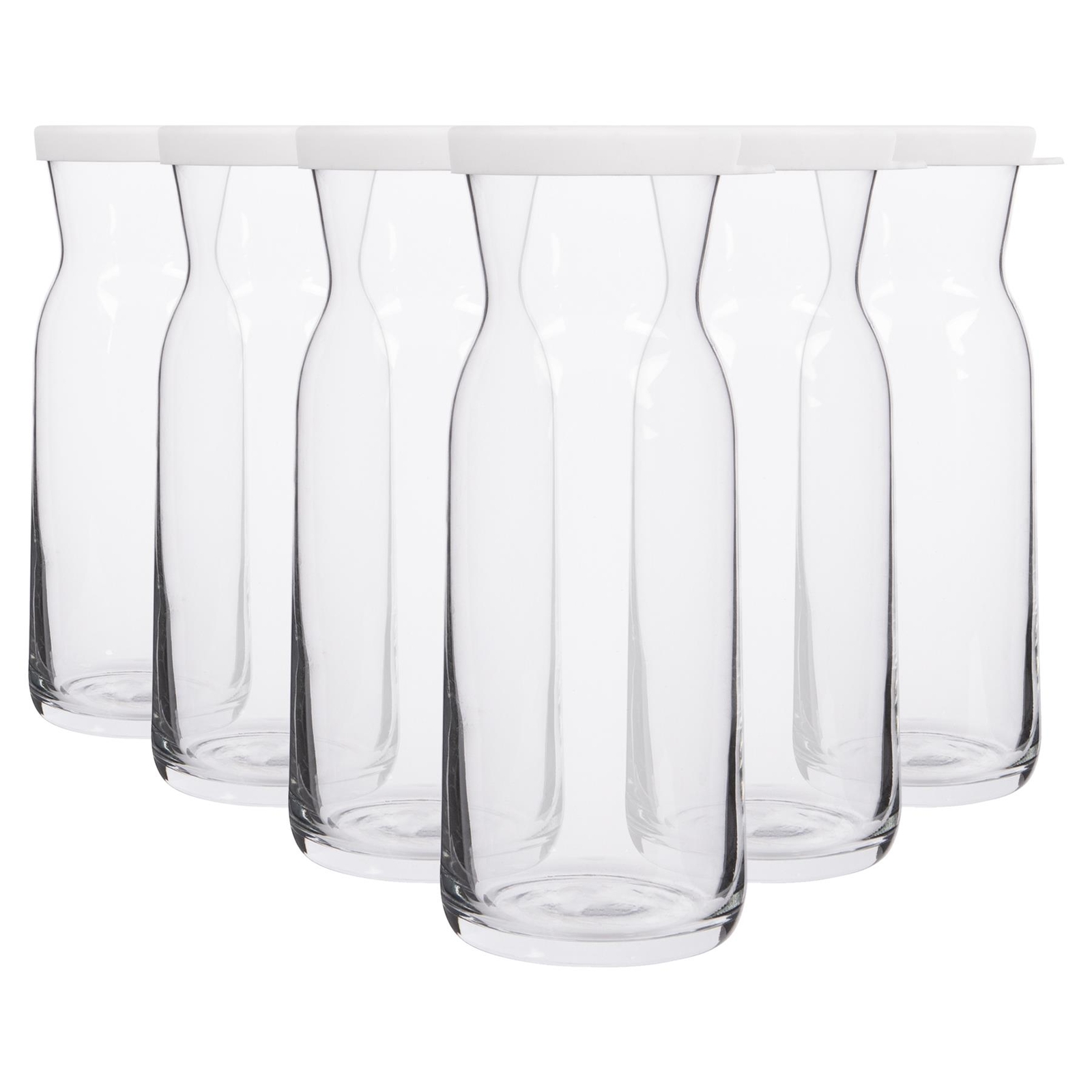 6x LAV White Lid 700ml Fonte Glass Carafes Clear Water Wine Decanter Bottle Set