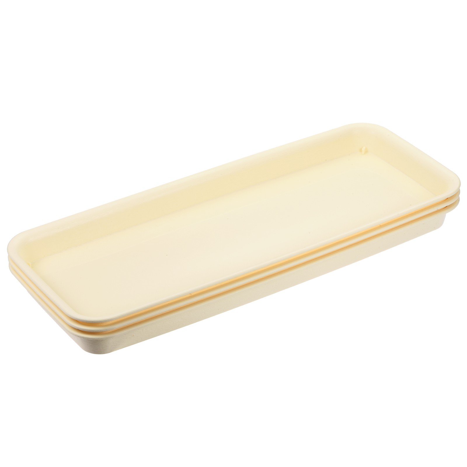 3pcs 49x20cm Plant Pot Saucer Plastic Rectangular Flower Drip Tray, Beige