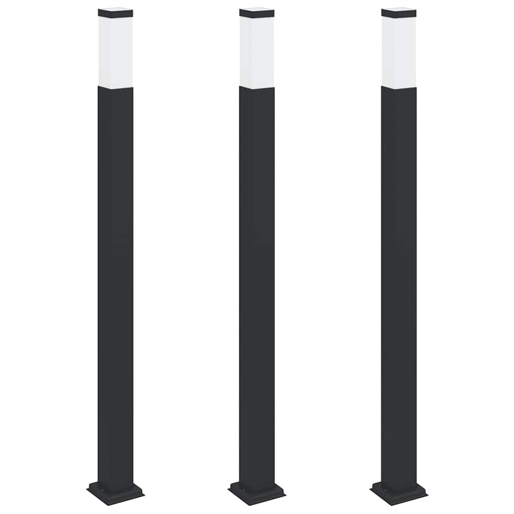 Bollard Lights 3pcs 110cm Black Stainless Steel IP44 Outdoor Garden vidaXL