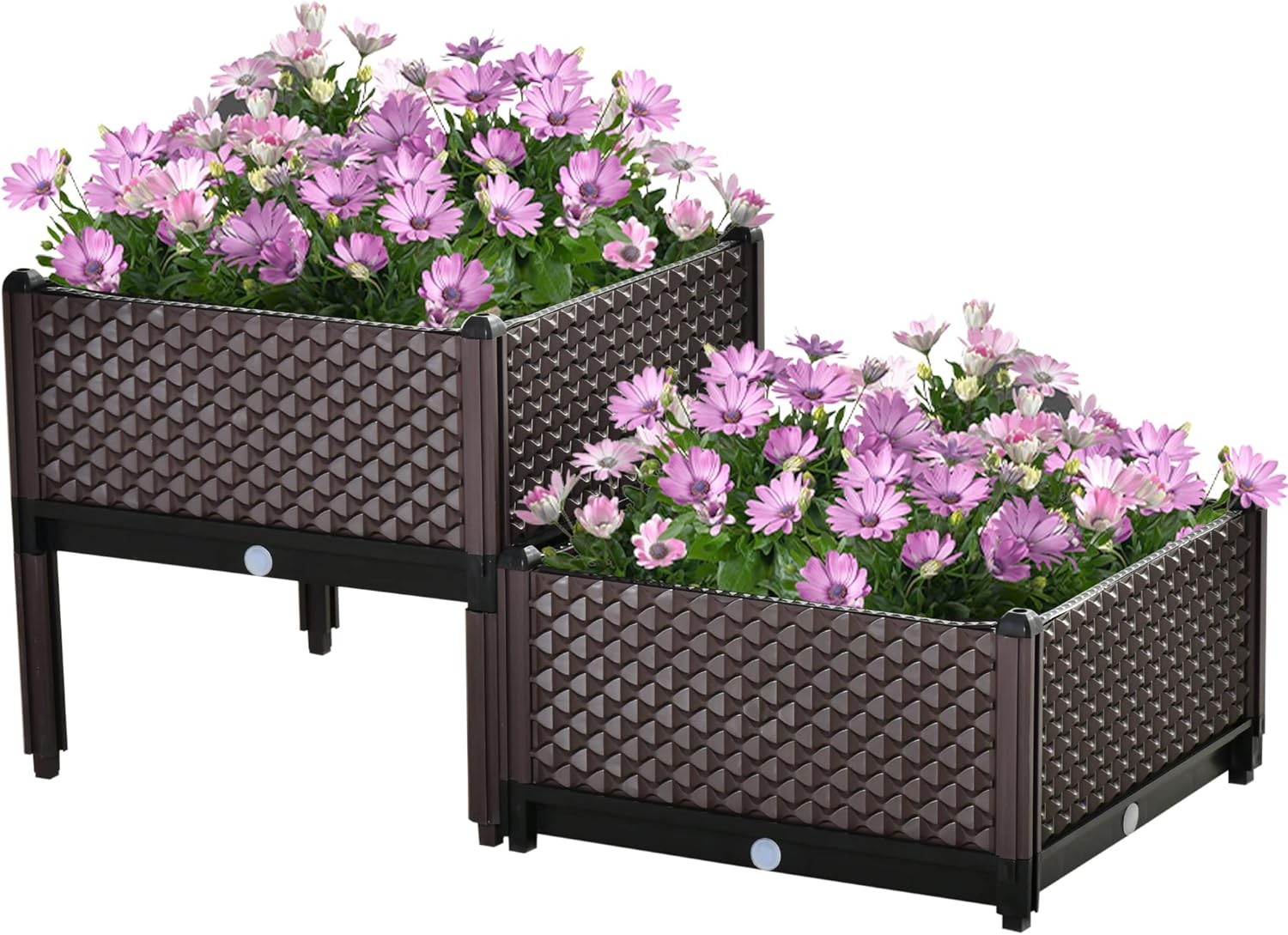 Outsunny 50cm x 50cm x 46.5cm Set of 2 41L Plastic Raised Garden Bed, Planter B