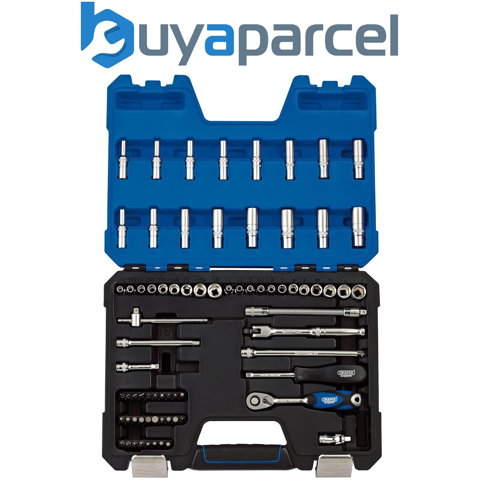Draper 16448 Draper Expert MM/AF Combined Socket Set, 1/4" Sq. Dr. (75 Piece)