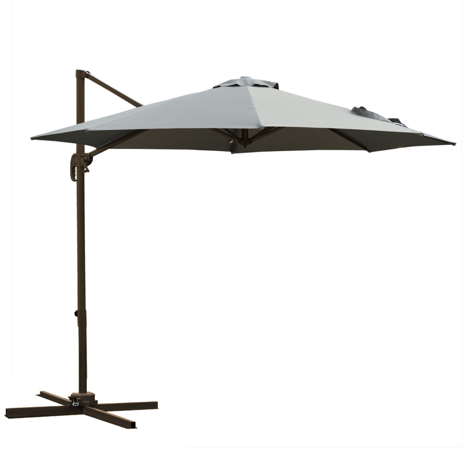 Outsunny 3(m) Garden Banana Parasol Patio Cantilever Hanging Umbrella Dark Grey