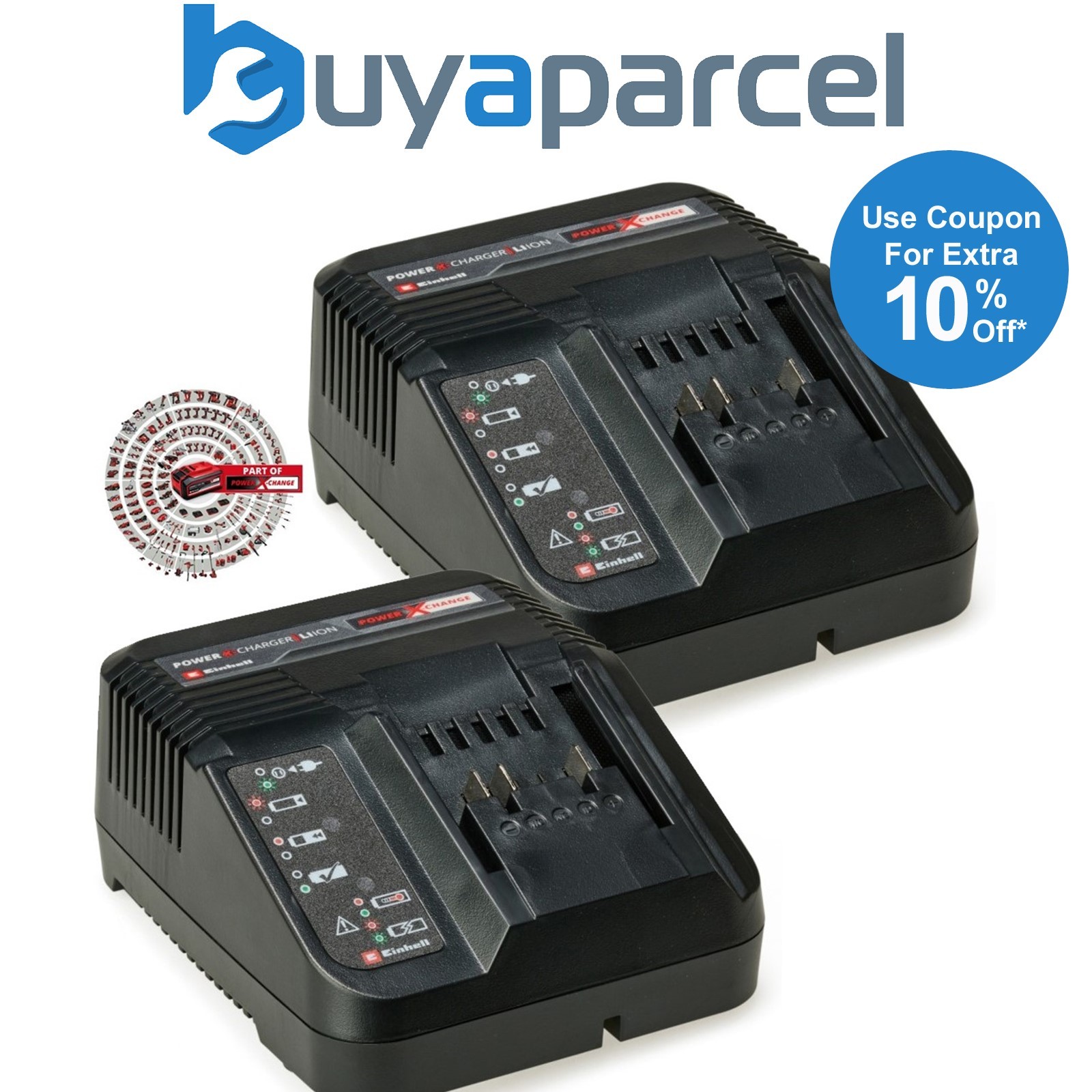 Einhell 18v / 36v Power X-Change Twin Charger Pack PXC 3ah 30 Min Dual Charging