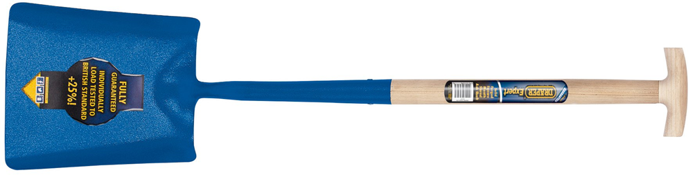 Draper SQ SHOVEL SS WOODEN TEE HANDLE 10873 Solid Forged Square Mouth Shovel