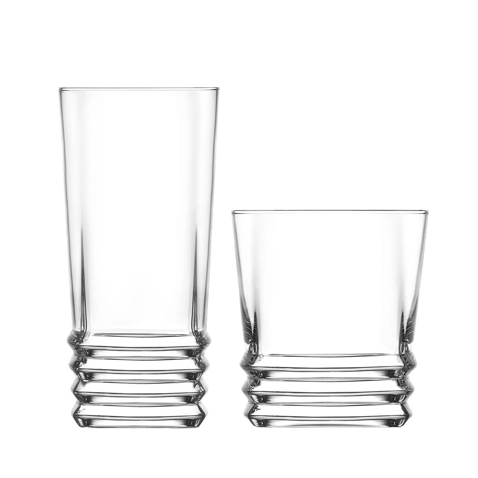 LAV 12 Piece Elegan Glassware Set Highball Whisky Water Tumbler Glasses Clear