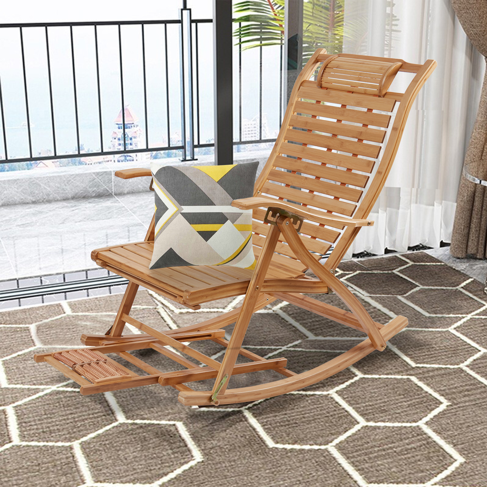 Ergonomic Rocking Swing Chair Outdoor Indoor Summer Leisure Recliner Seat Rocker
