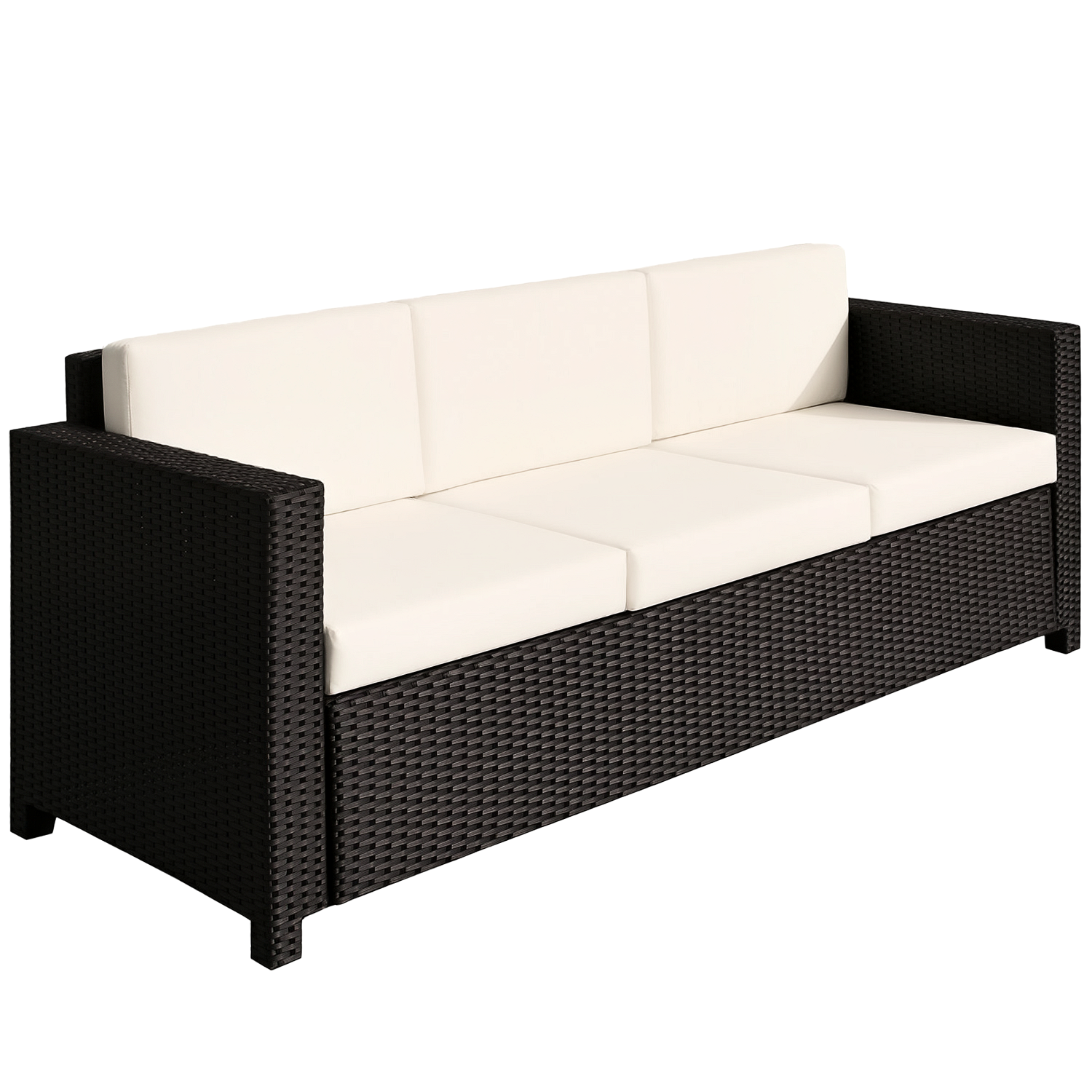 Outsunny Rattan Wicker 3-seater Sofa Chair Patio Furniture w/ Cushions Black