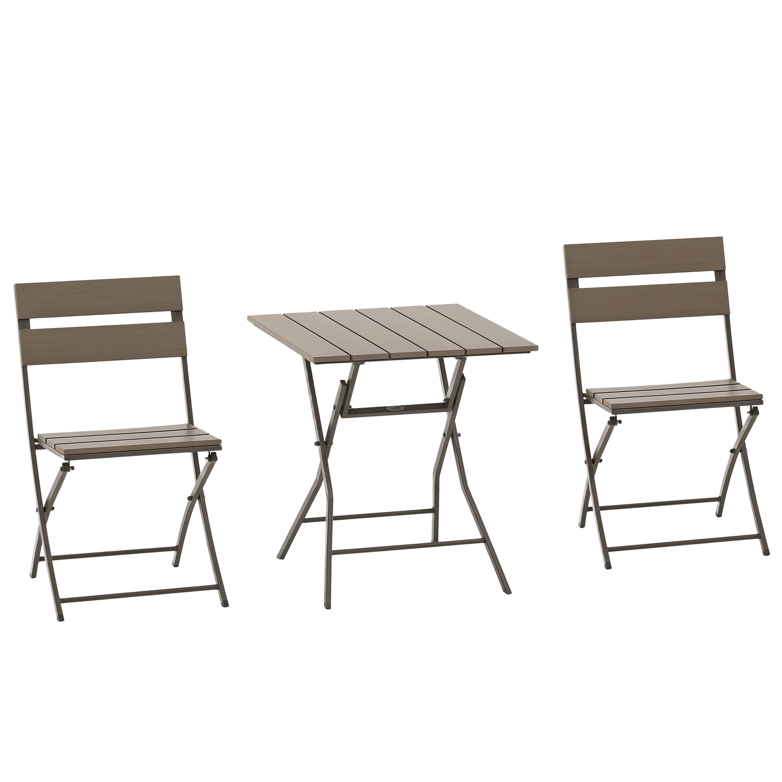 Outsunny 3 PCS Foldable Garden Bistro Set Folding Table And Chairs Set, Grey