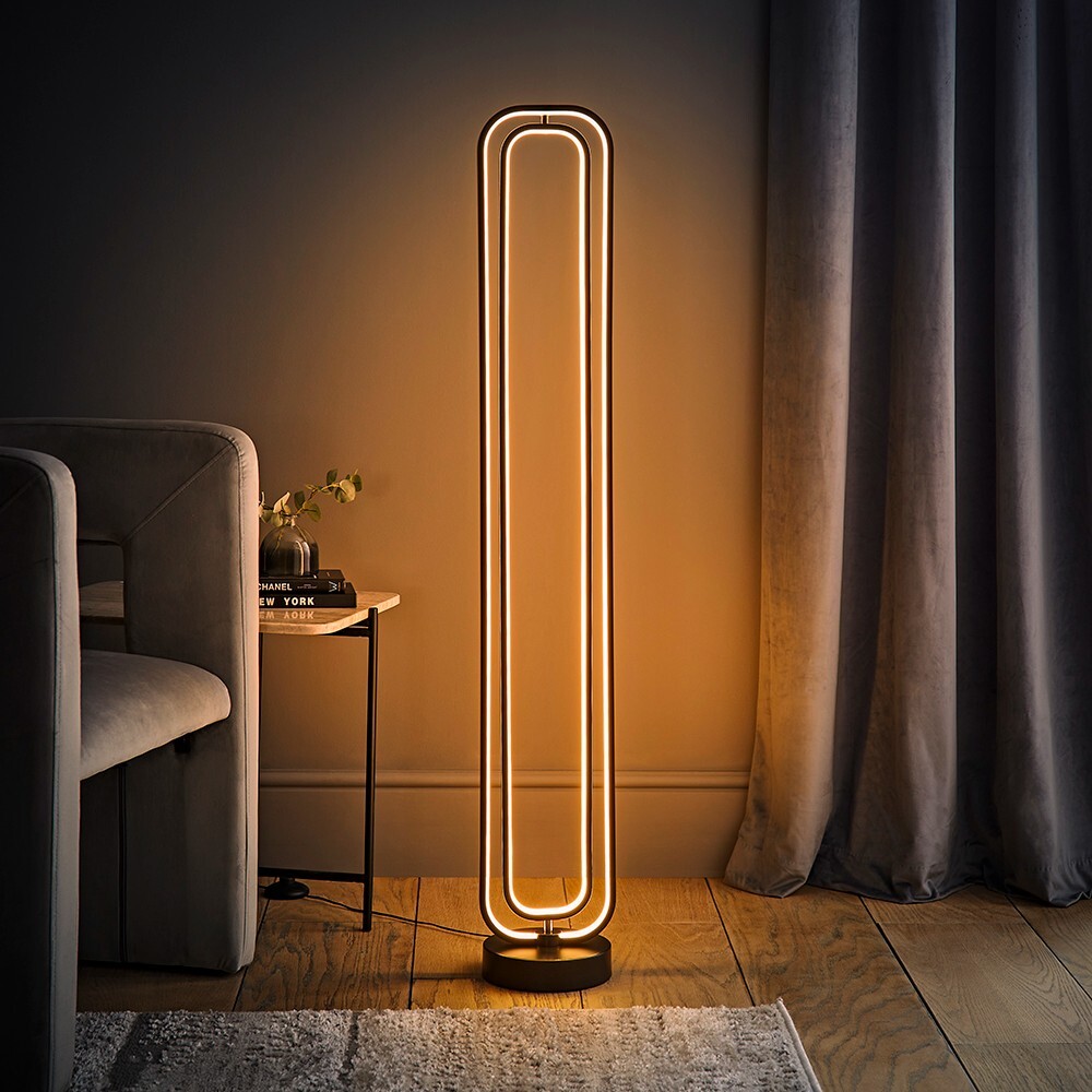 Integrated LED Floor Lamp Black Adjustable Standard Standing Living Room Light