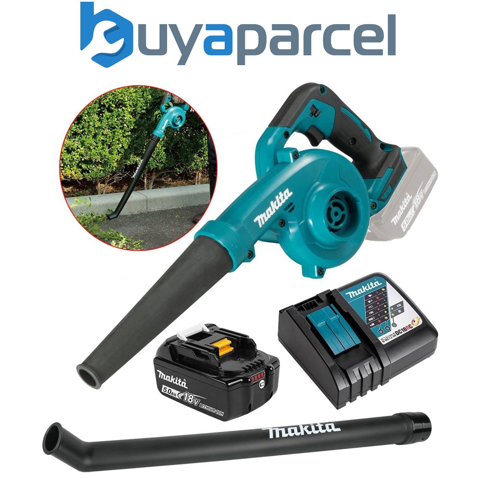 Makita DUB185RT 18v Cordless Garden Leaf Blower Variable Speed 5Ah + Long Nozzle