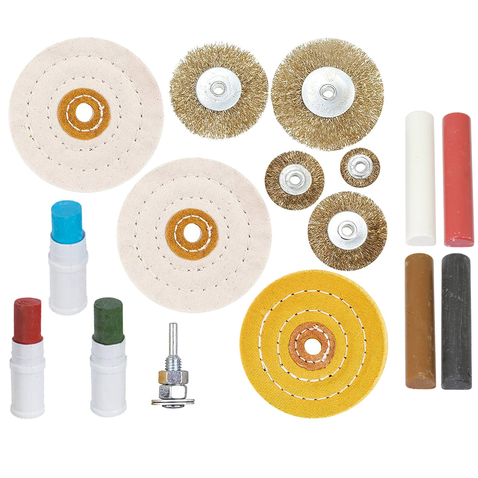 Metal Cleaning Polishing Buffing Polish Kit for Drill + Compound Set + Wheels