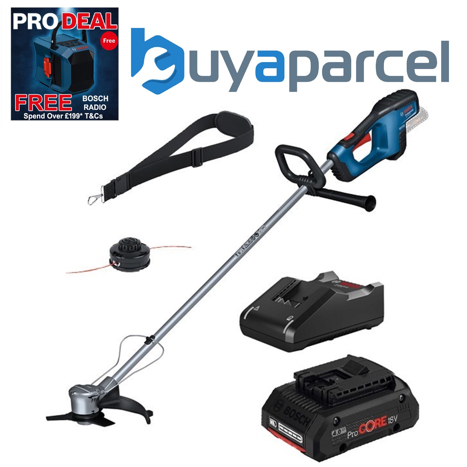 Bosch GFR 18V-23 18V Pro Cordless Brushless Brushcutter Grass 1 x 4ah ProCore