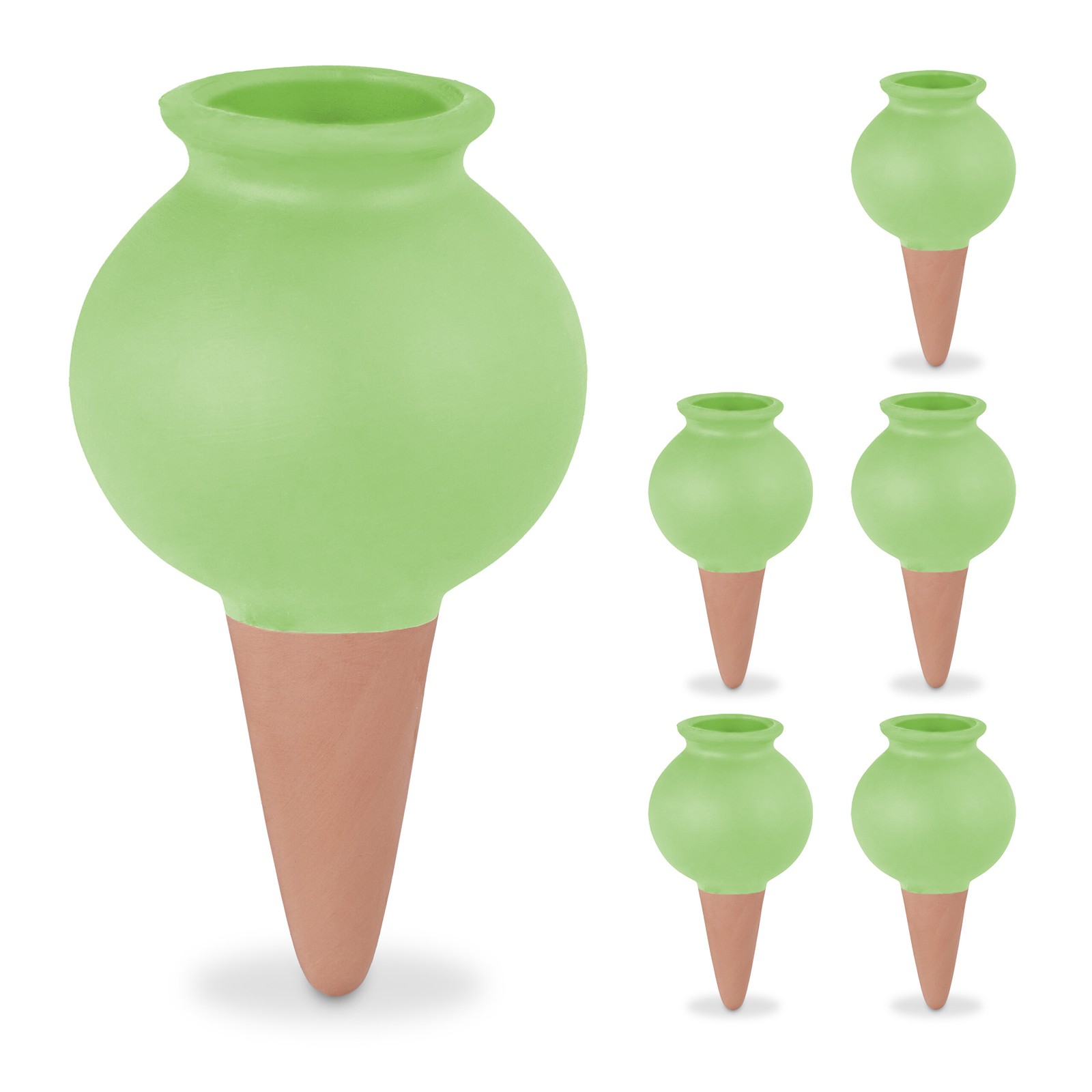 Set of 6 Round Clay Watering Cones to Fill Up Holiday Irrigation for Houseplants