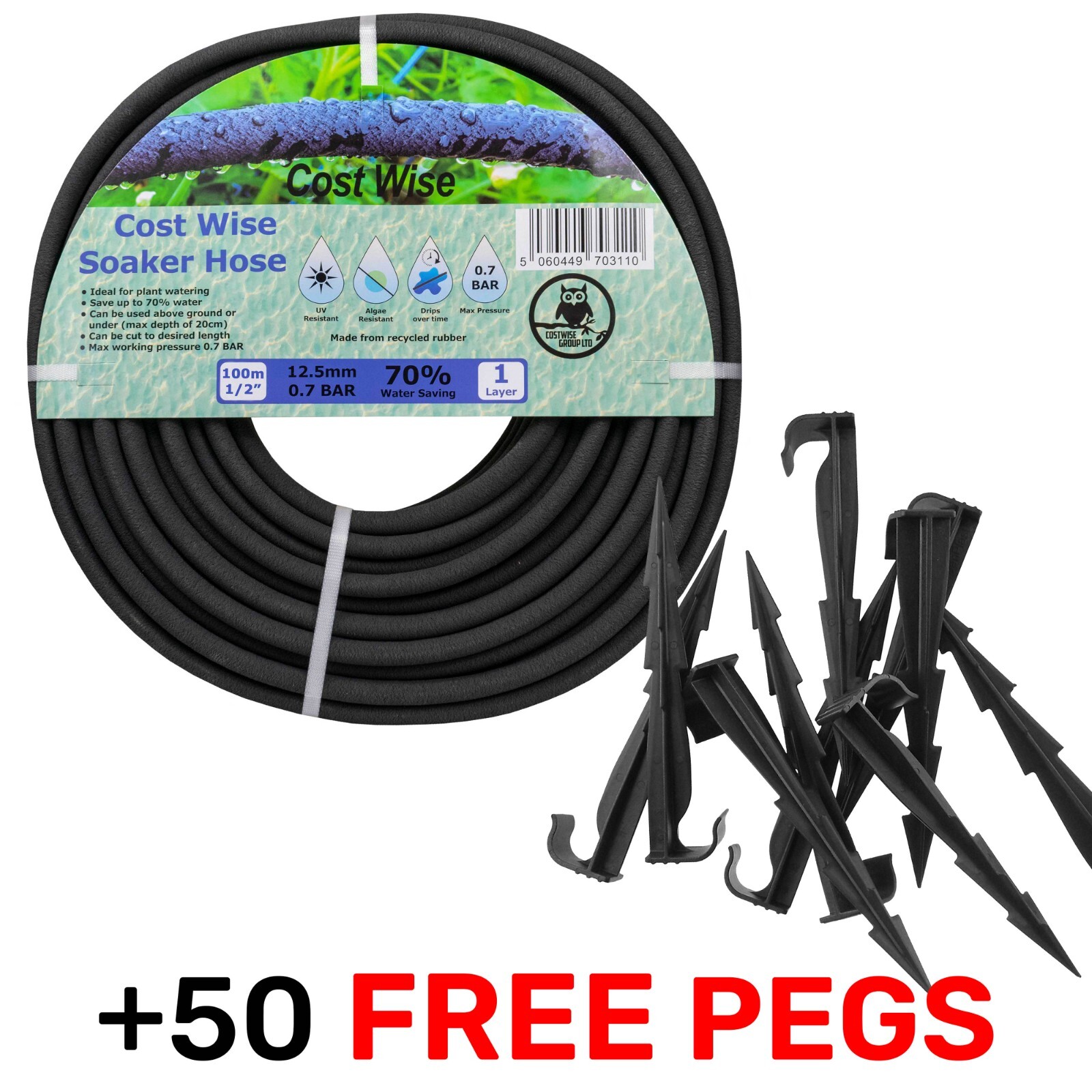 100m Soaker Hose with 50 Pegs – Porous Pipe Garden Irrigation Kit -- SALE PRICE!