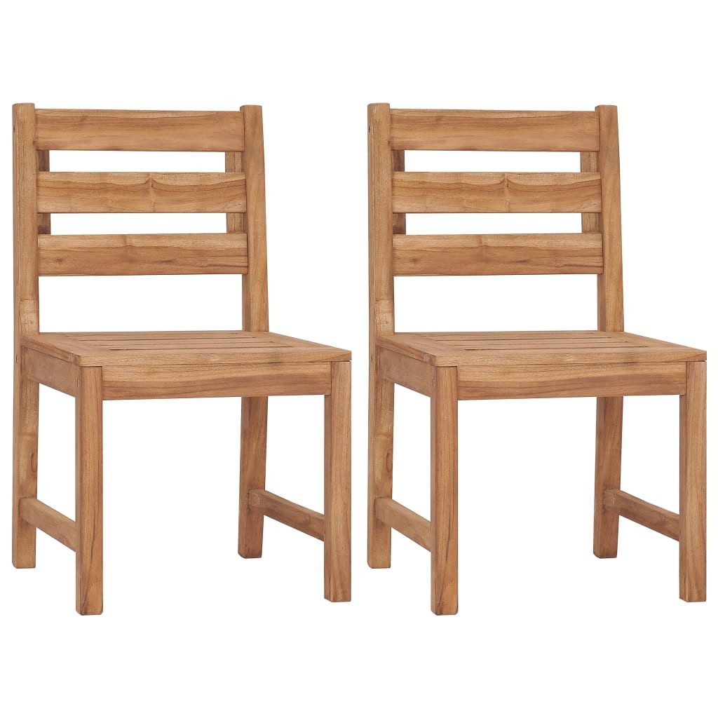 2x Solid Teak Wood Garden Chairs Wooden Outdoor Dining Seating Seat vidaXL