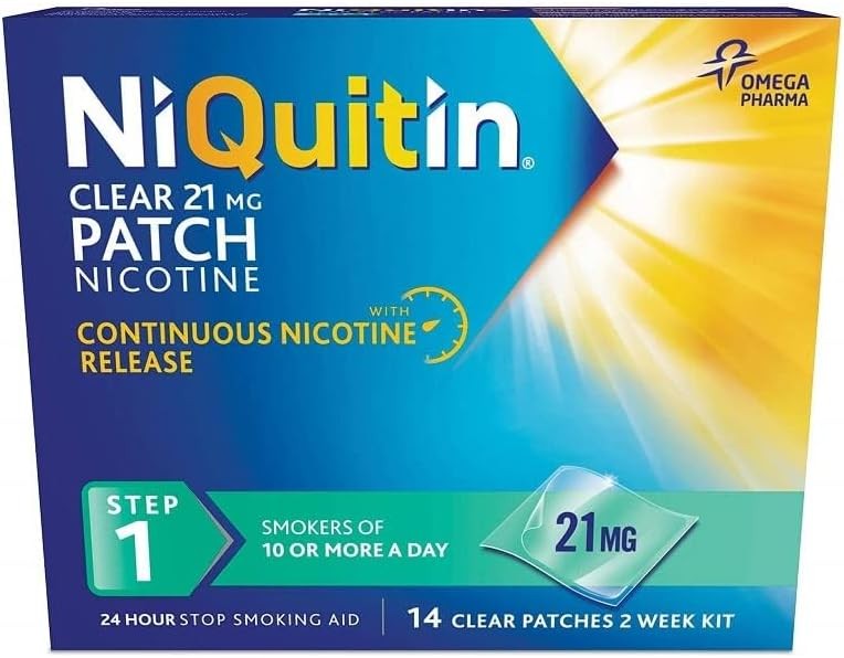 NiQuitin 21 mg Nicotine Patch - Step 1 - Stop Smoking Aid Therapy - 14 Clear Pa