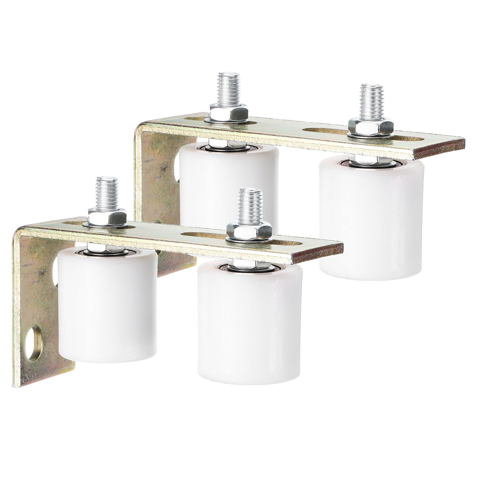 2Set Slide Gate Guide Roller, 2" Nylon Gate Support Rollers with Bracket, White