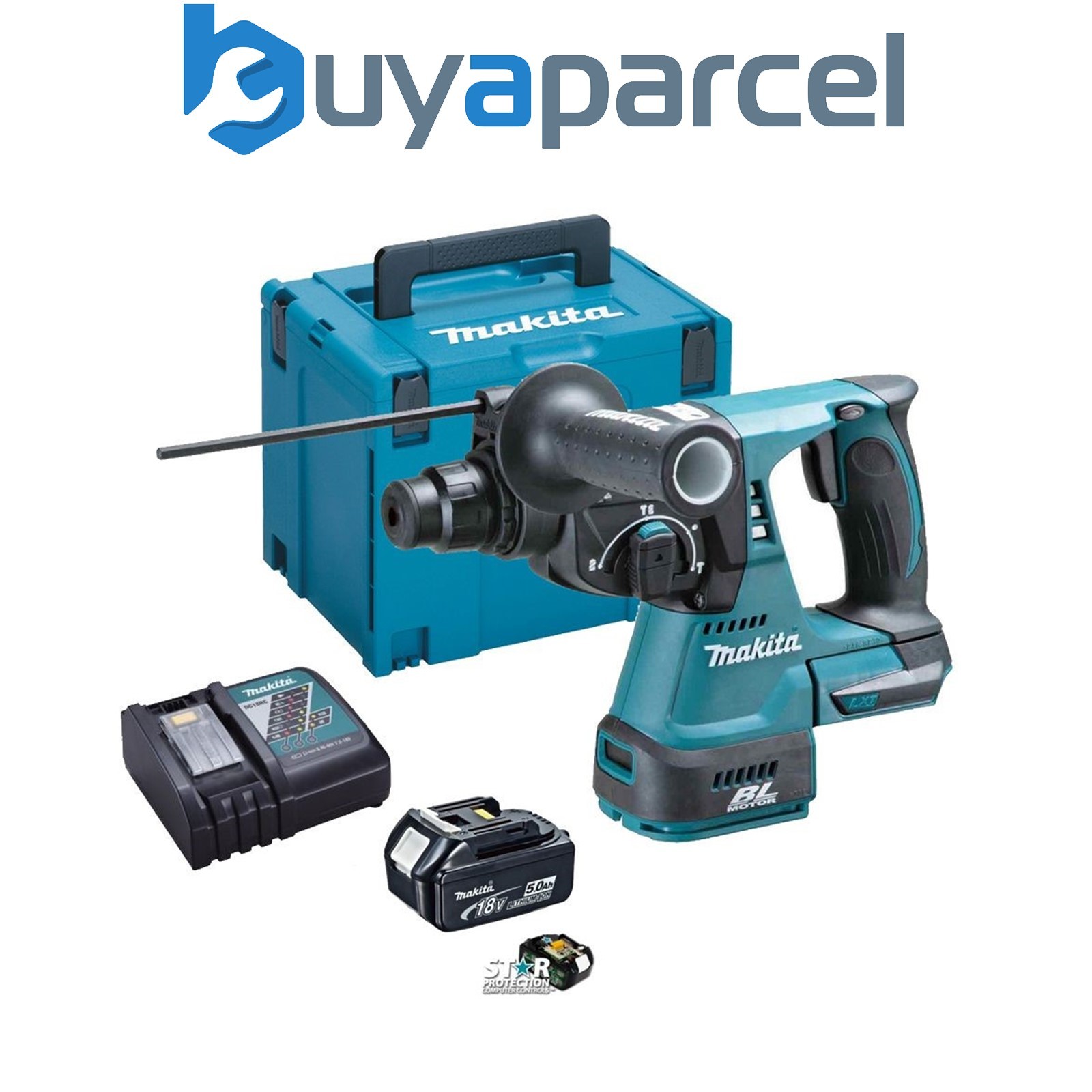 Makita DHR242RTJ 18v LXT Li-Ion 3 Mode SDS Rotary Hammer Drill - 2 x 5.0ah