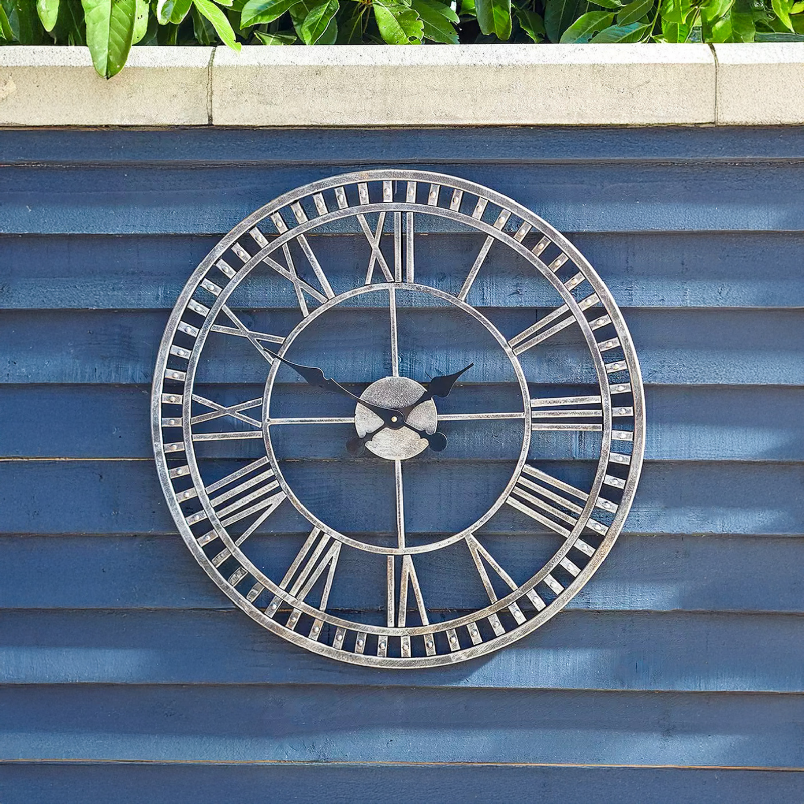 Garden Wall Clock Outdoor Large 24'' Round Battery Roman Numerals Hanging Indoor