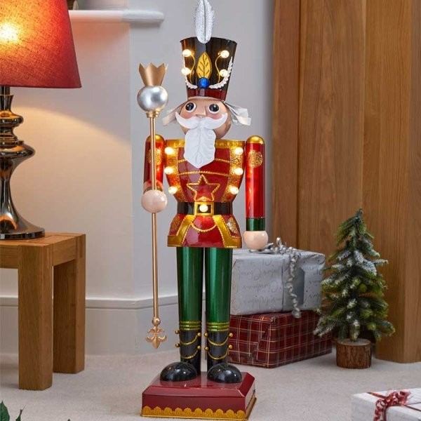 Christmas LED Nutcracker Decoration Large Light Up Soldier Red Home Decor Xmas