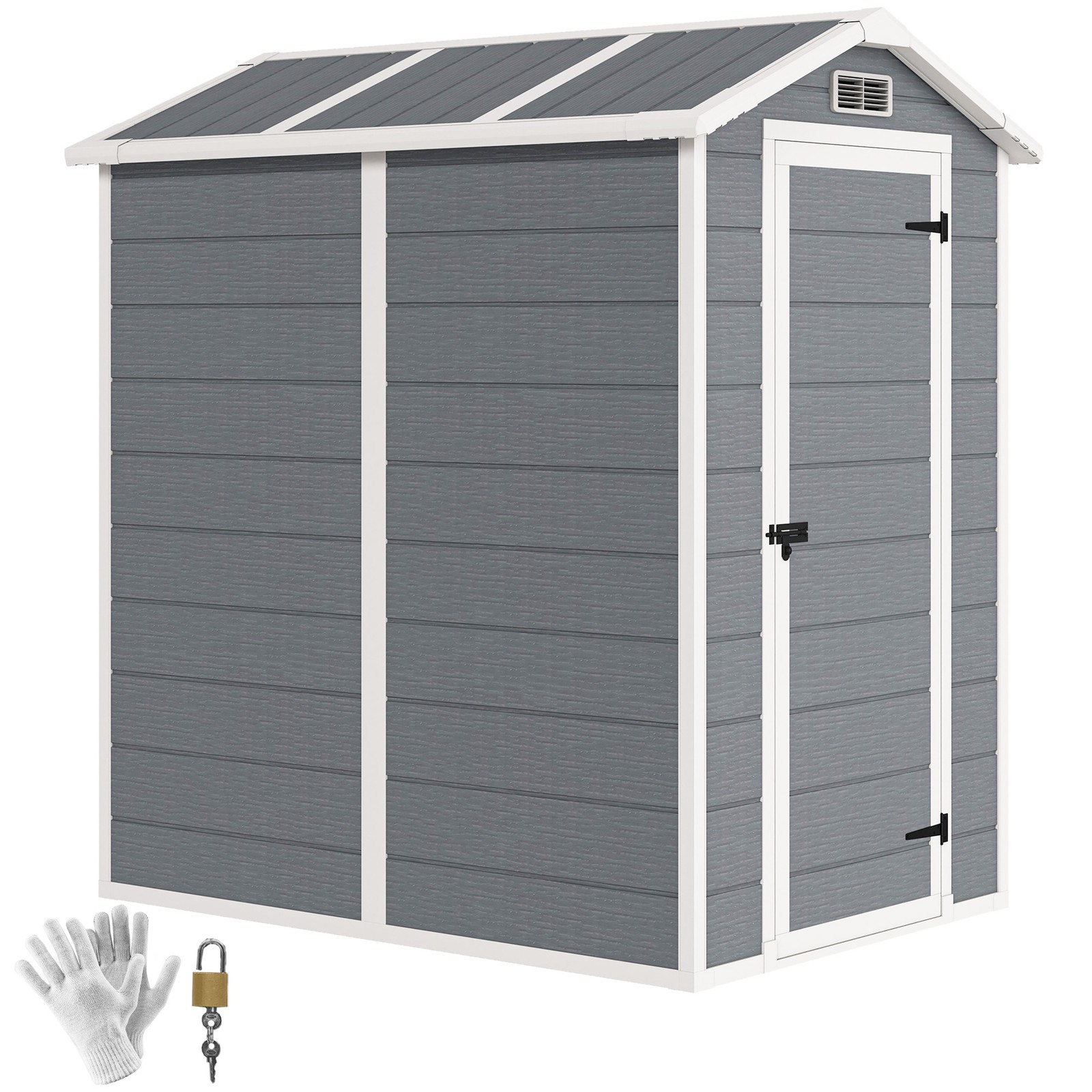 Outsunny 4 x 6ft Plastic Garden Shed with Floor, Window and Lockable Door
