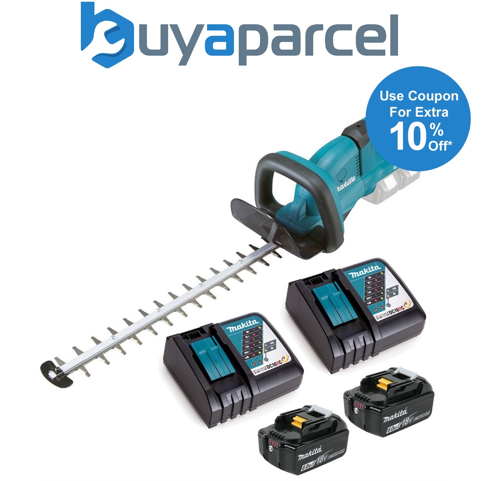 Makita DUH551 Twin LXT 18v / 36v Li Ion Hedge Trimmer 2 x 6.0ah 2 x Chargers