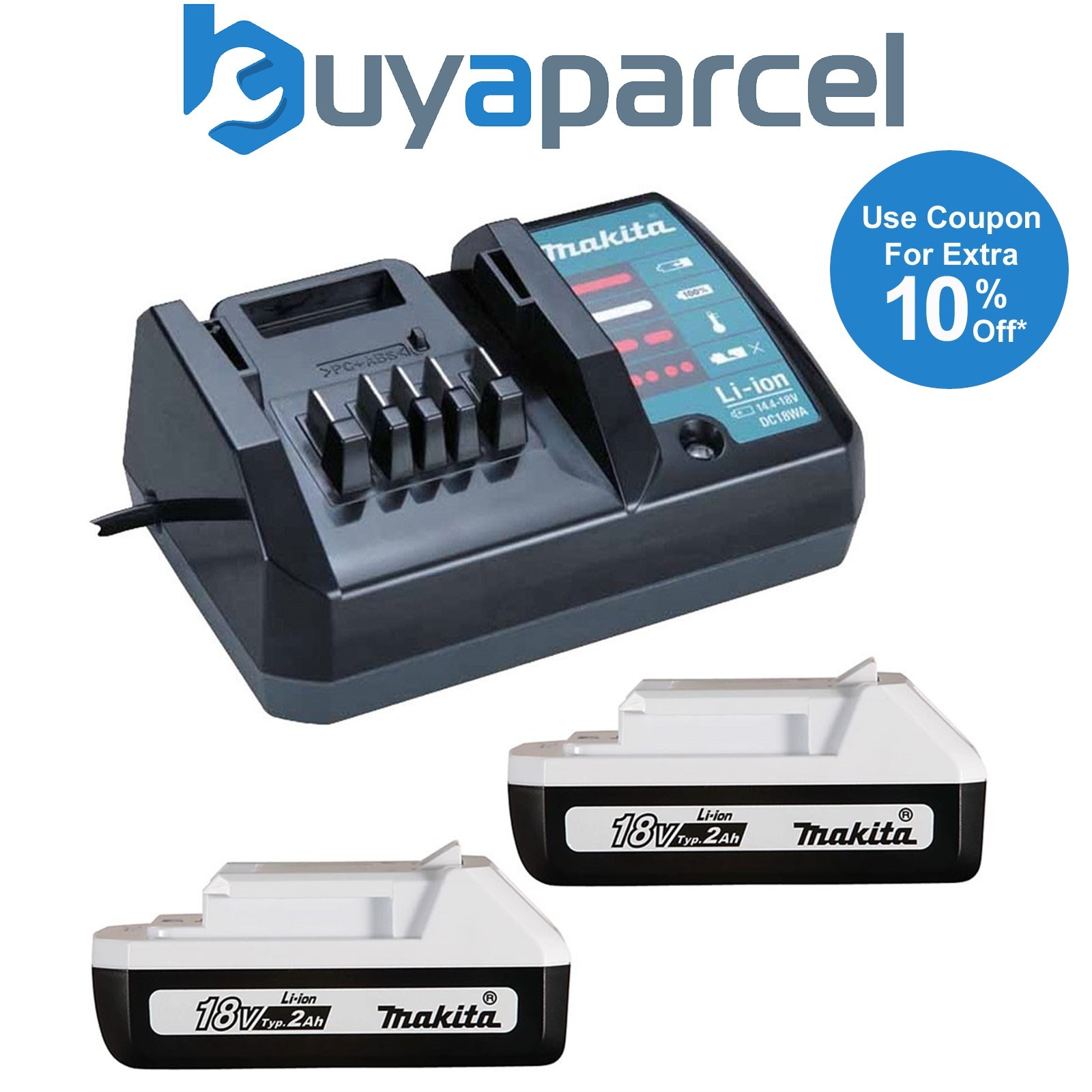 2 X Makita BL1820G 18v G-Series 2.0ah Lithium Ion Battery + DC18WA Charger