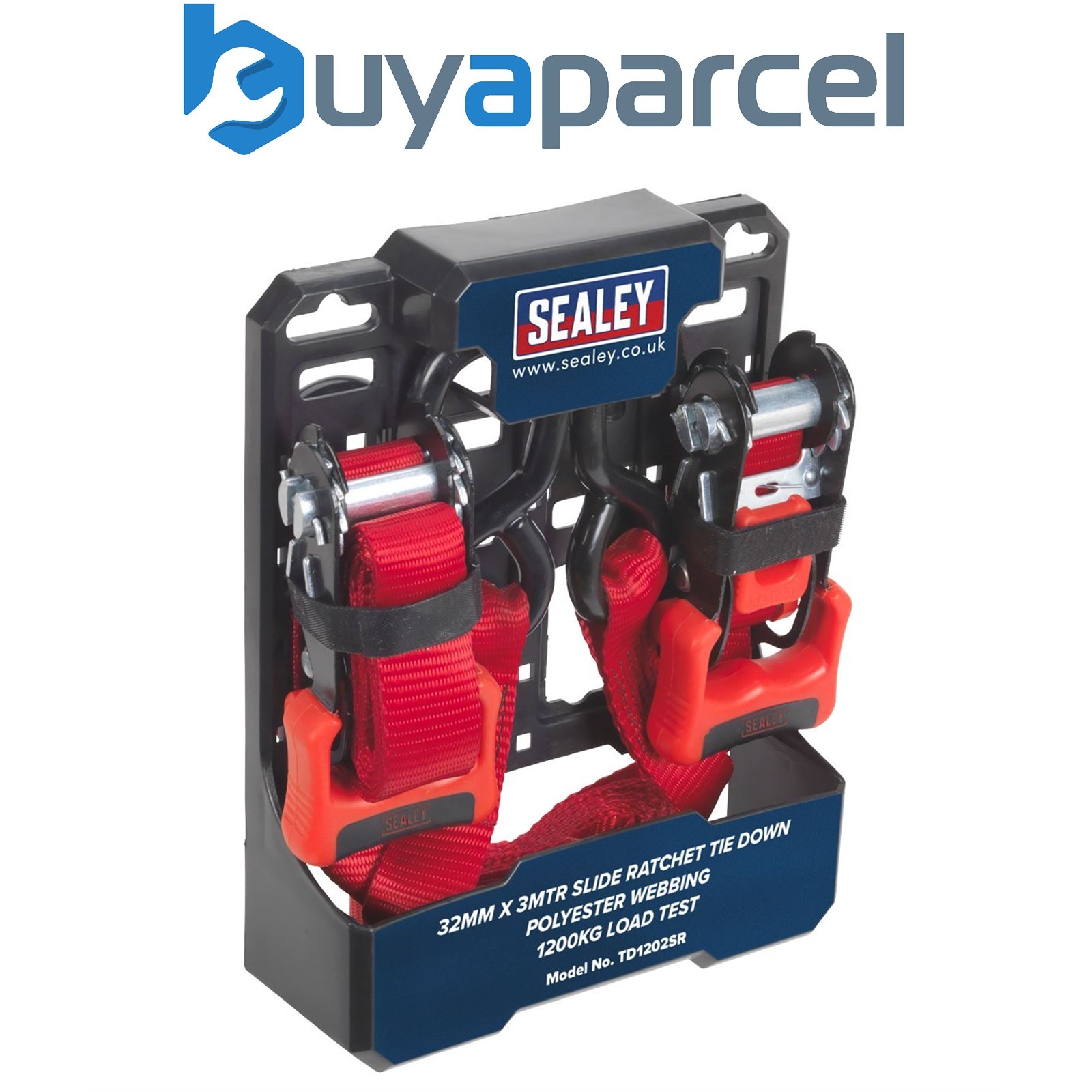 Sealey TD1202SR Slide Ratchet Strap Polyester Webbing with S-Hooks 32mm x 3m 120