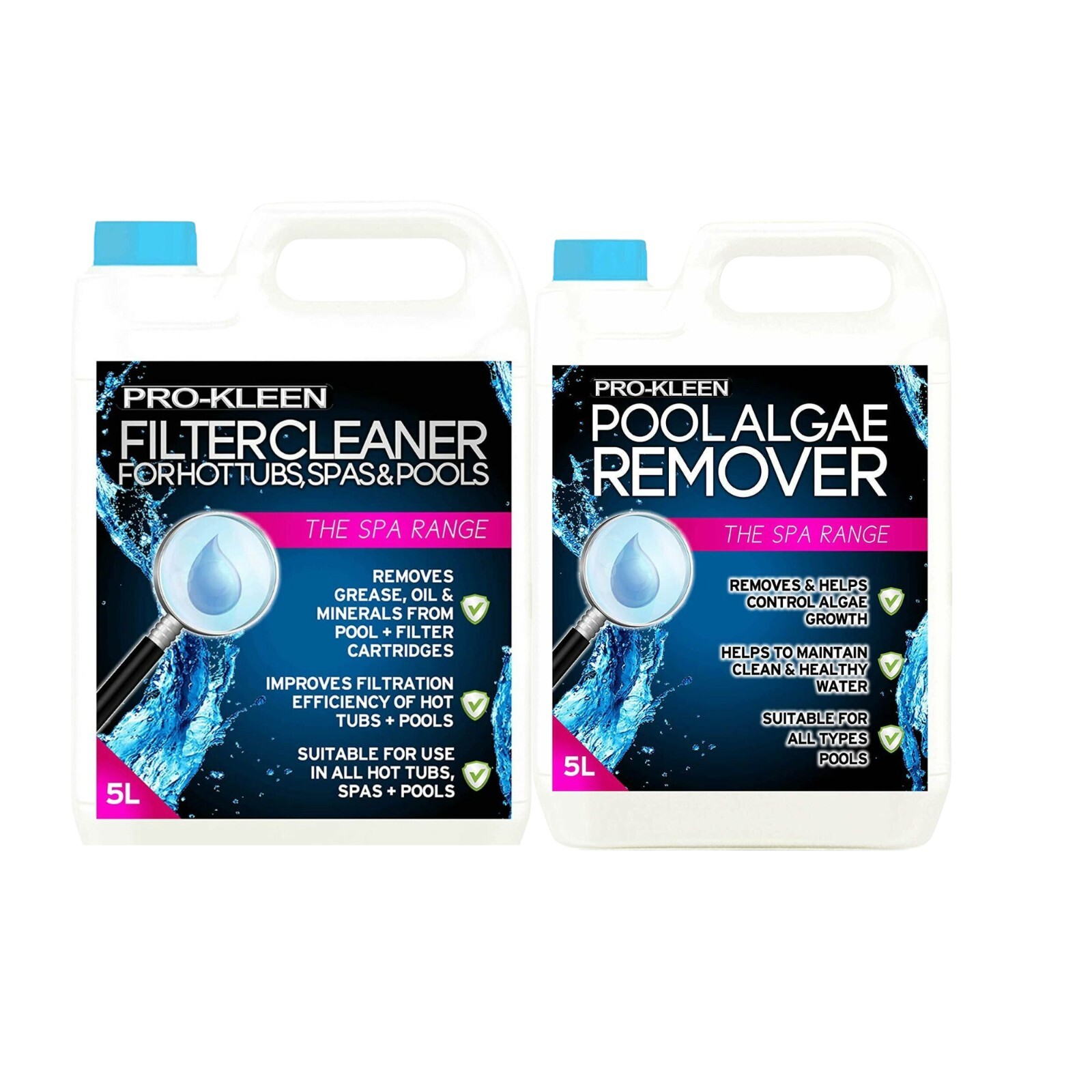 Prokleen Spa Hot Tub Bath Pool Filter Cleaner & Algaecide Cleaning Chemicals 10L