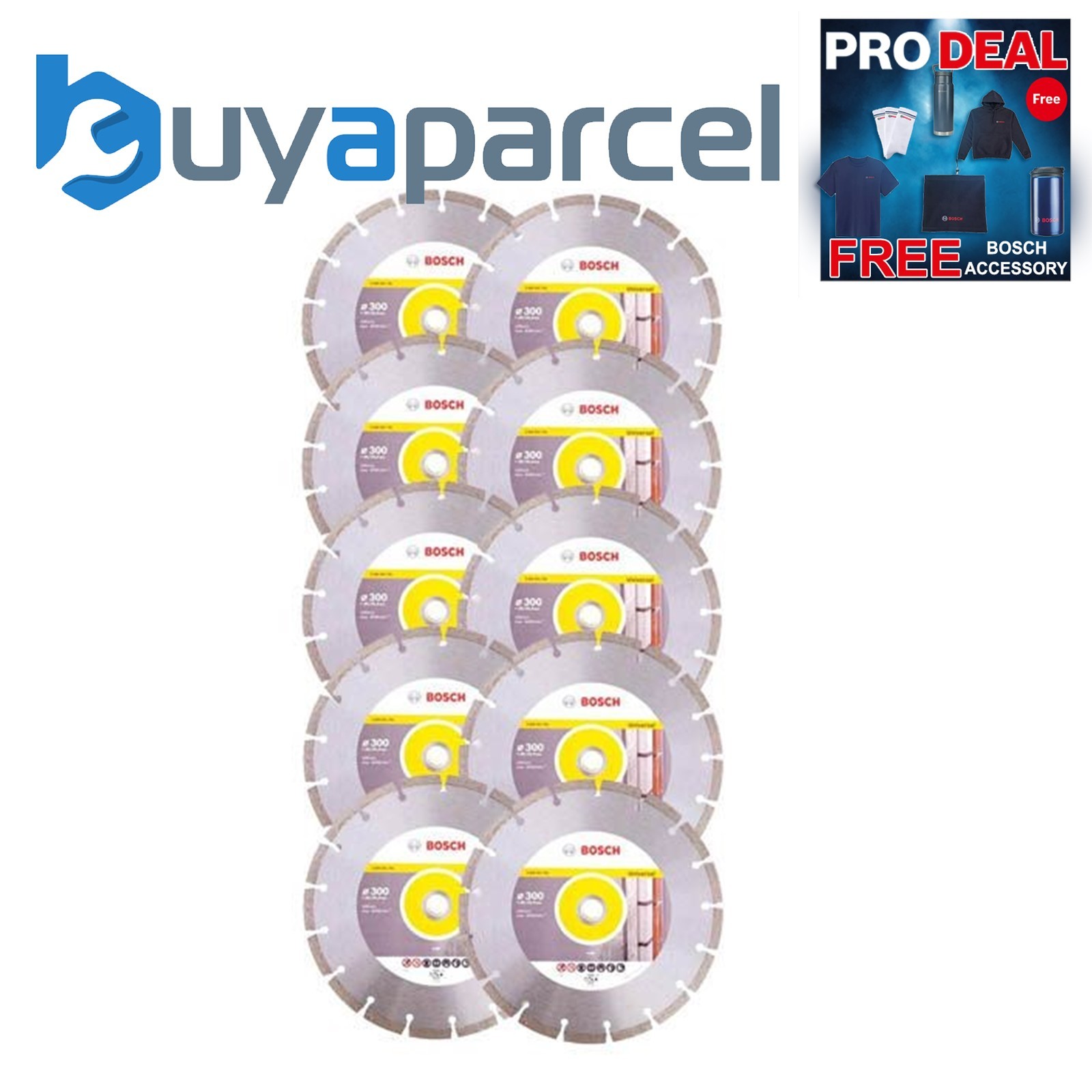 10 X Bosch 2608615032 Pro Universal Diamond Blade Cutting Disc Grinder 300mm 12