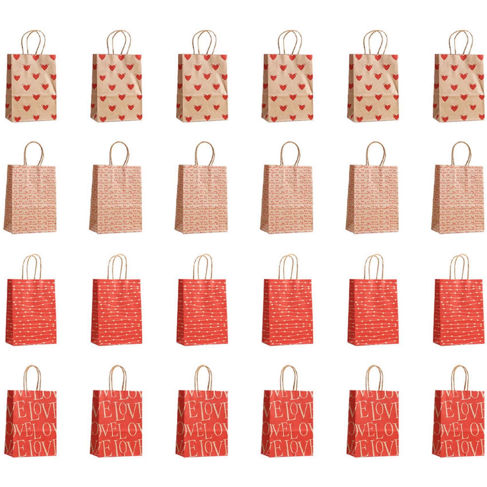 M 24 Pcs Valentines Day Gift Bags, Candy Bags Goodie Bags with Handles6735