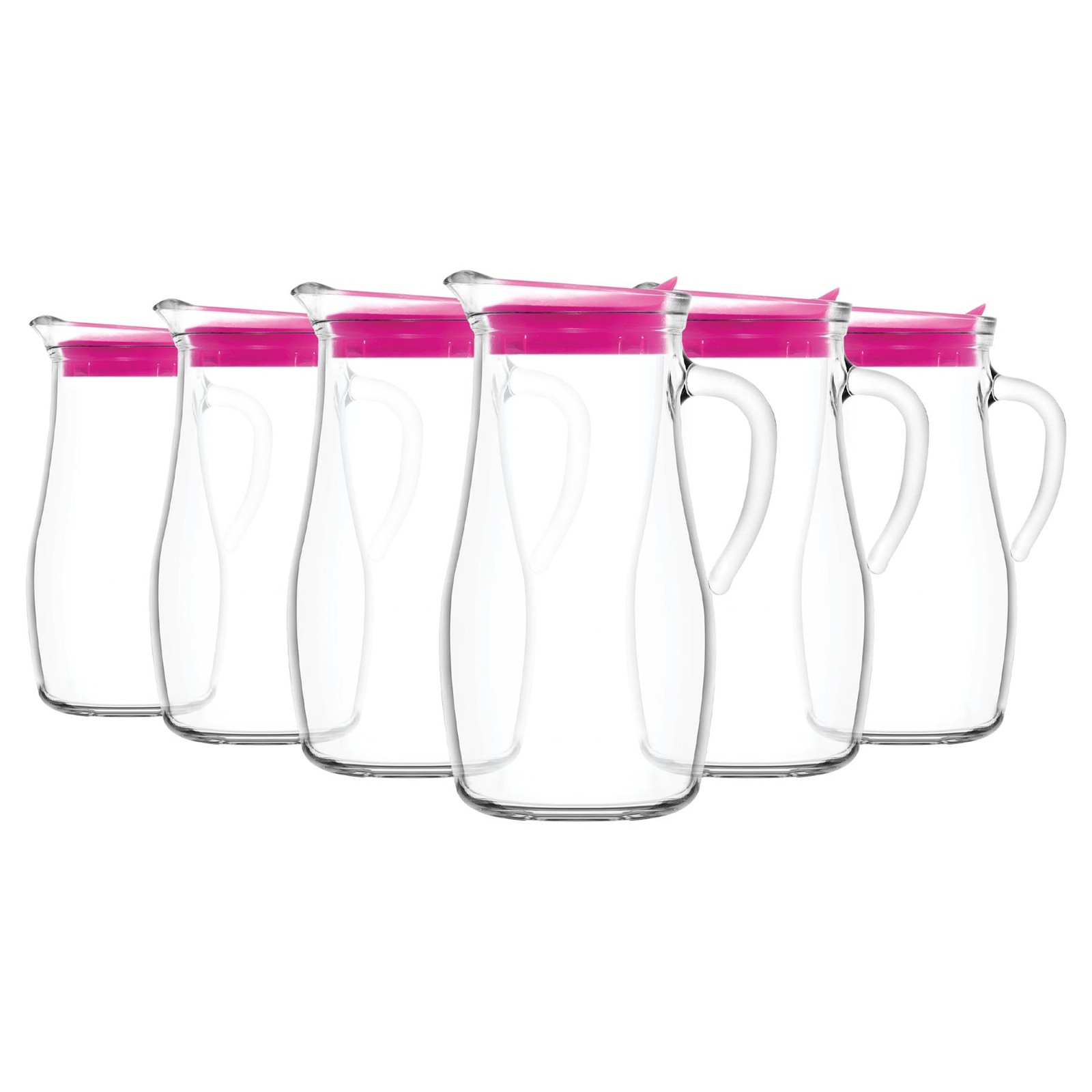 6x LAV 1.8L Misket Glass Water Jugs with Silicone Lid Juice Milk Drinks Carafe