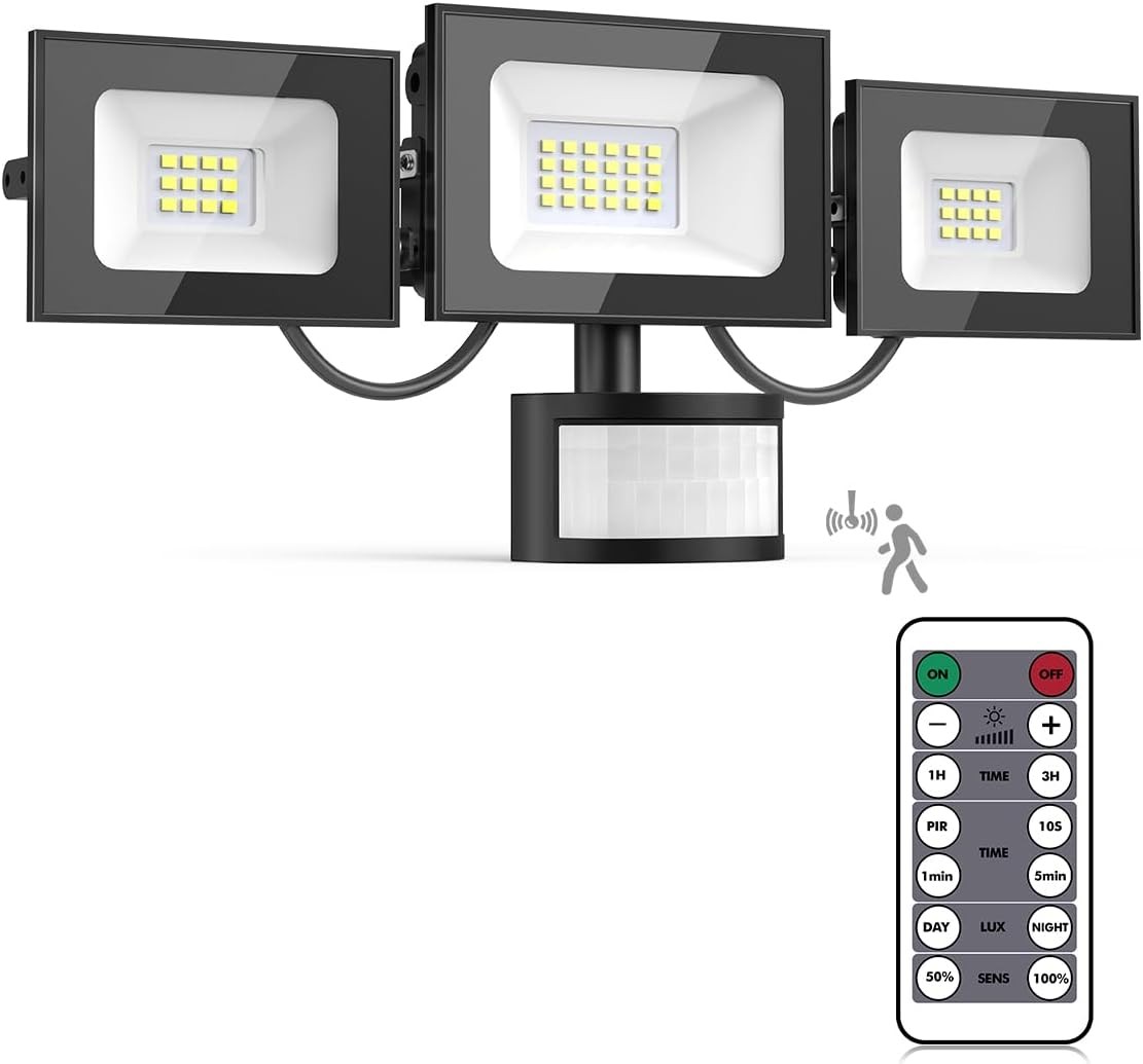 50W Security Lights Outdoor Motion Sensor,5000LM PIR Floodlight with Remote Con
