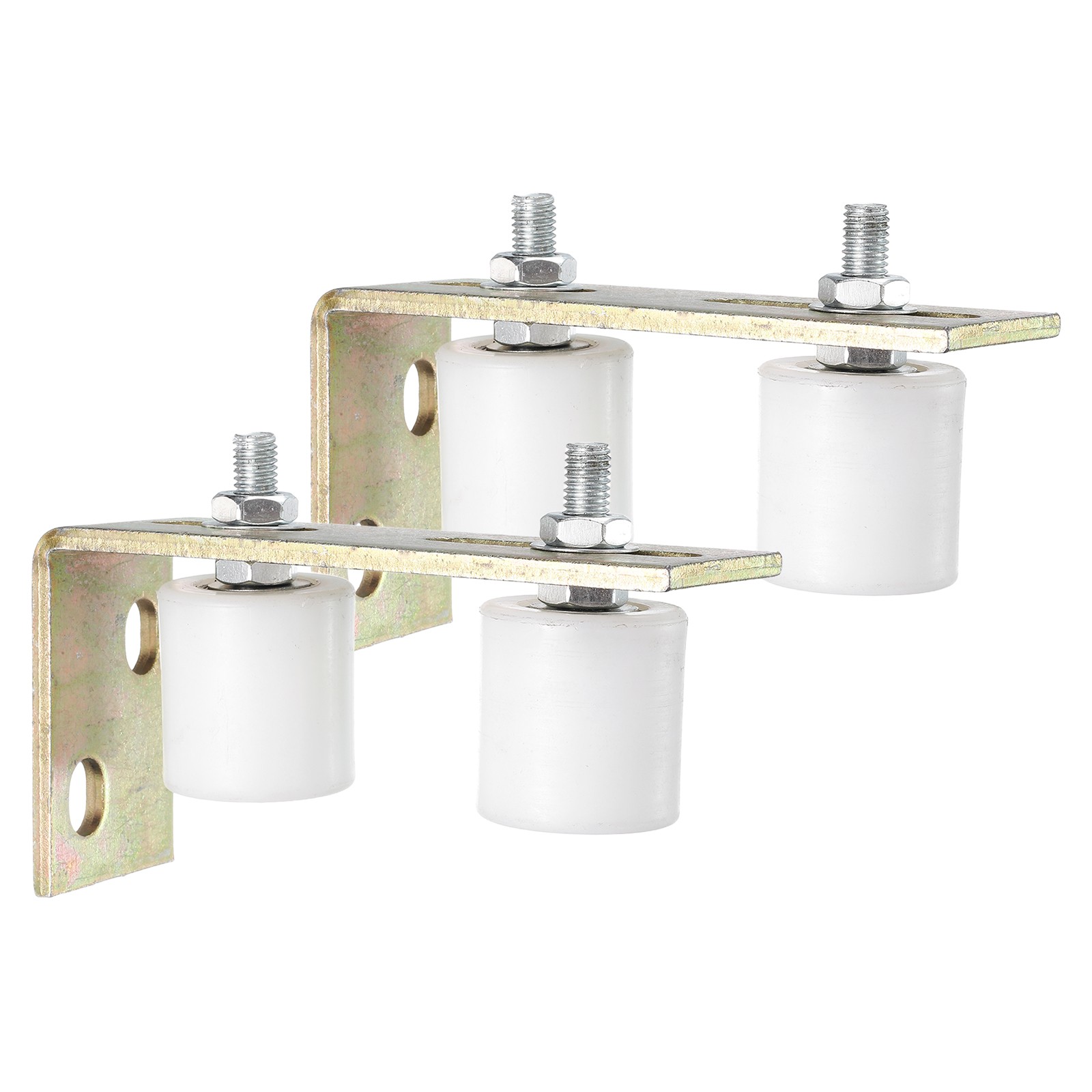 2Set Slide Gate Guide Roller, 1.7" Nylon Gate Support Rollers with Bracket White