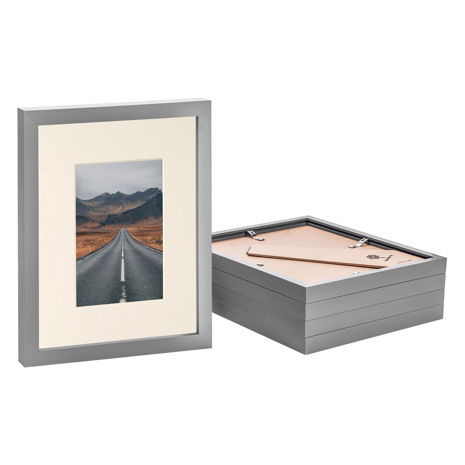 5x Grey 8" x 10" Photo Frames with Ivory 4" x 6" Mount Picture Wall Décor