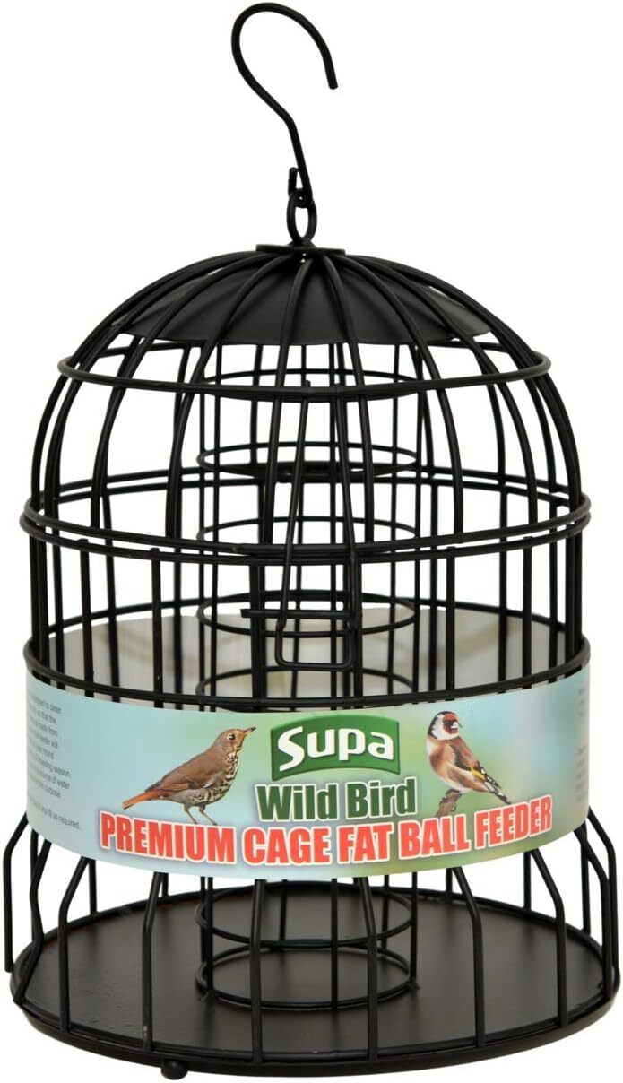 Supa Premium Wild Bird Cage Fat Ball Feeder, Deters Squirrels and Larger Birds