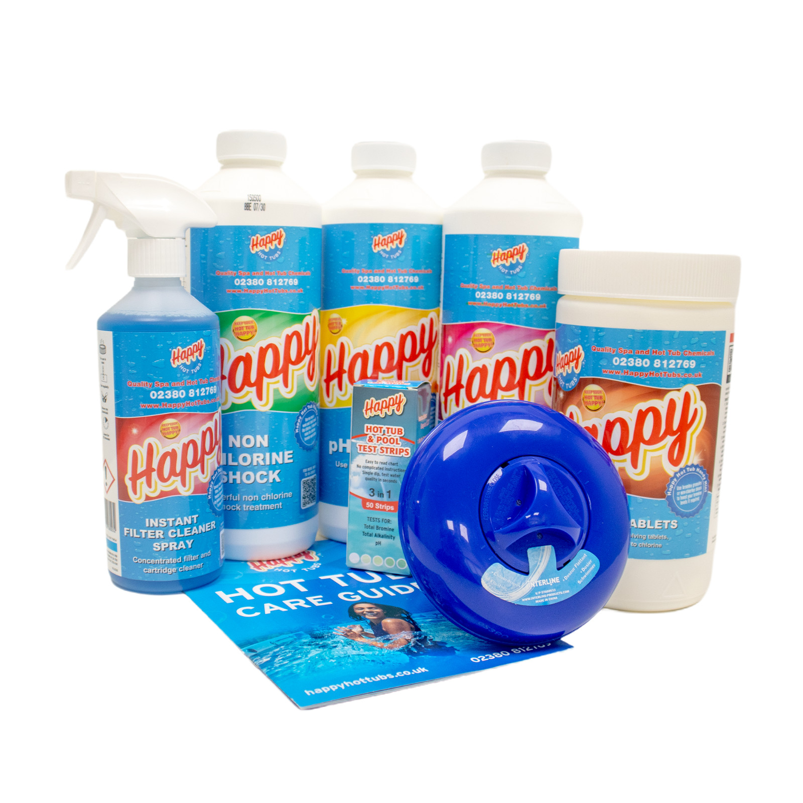 Happy Hot Tubs Bromine Chemical Starter Kit Spa Pool PH Shock Test Strips Tub