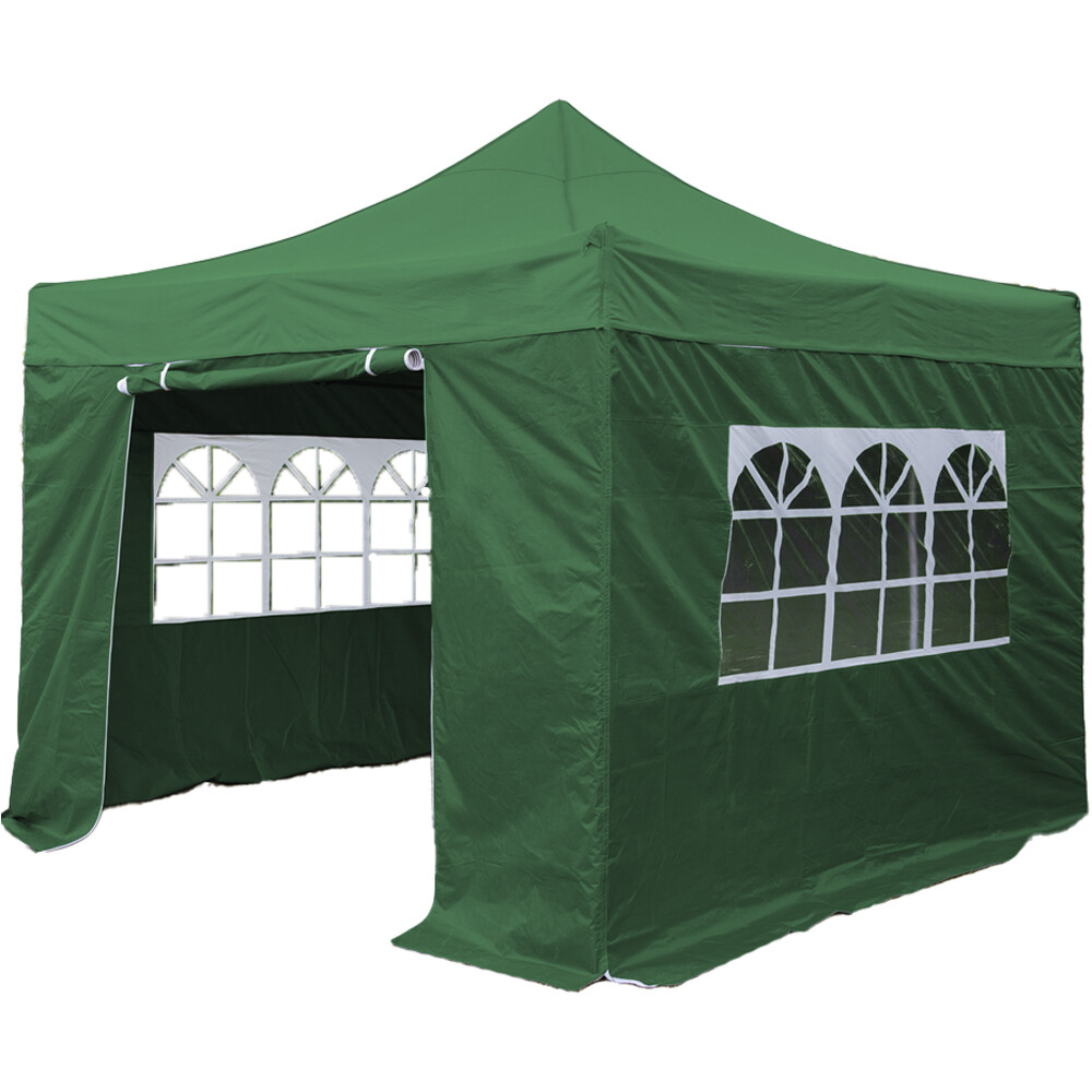 3x6m Pop-Up Gazebo & Side Walls Set GREEN - Strong Outdoor Garden Pavillion Tent