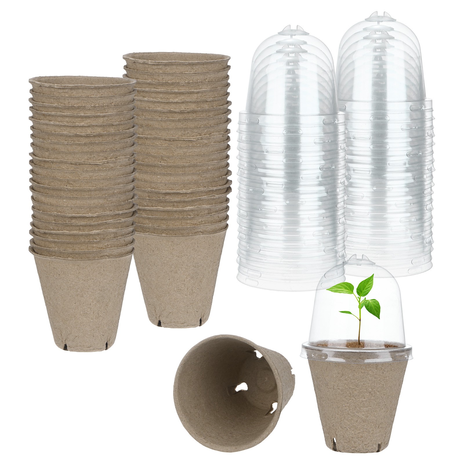 40-Pack 3.15 Inch Round Peat Pots for Seed Germination [Side Hole]