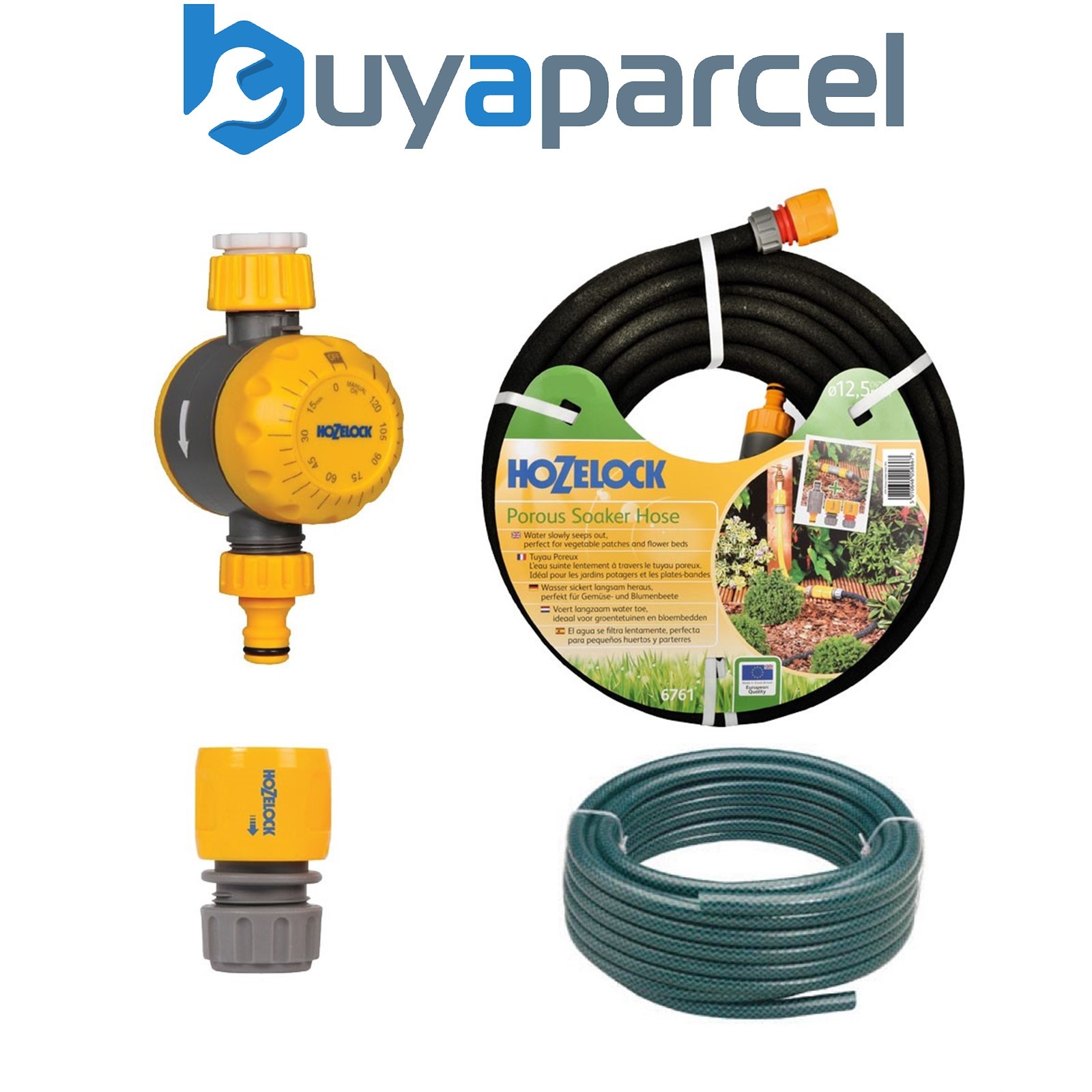 Hozelock 6764 25M Standard Soaker Porous Hose Kit - 2210 Water Timer, 15m Hose