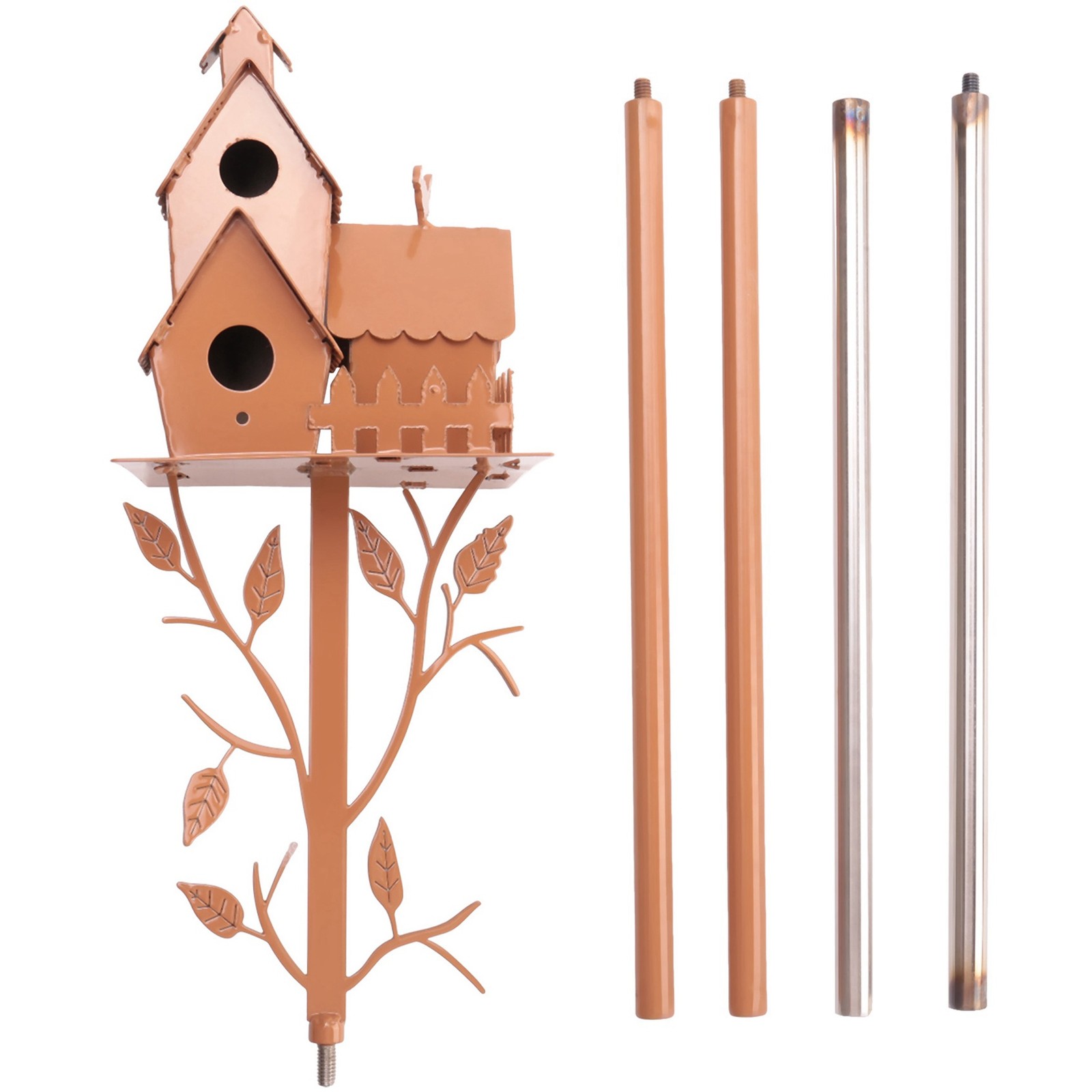 2X(Garden Bird House with Pole Metal Bird Feeders Garden Stakes Bird Houses7707