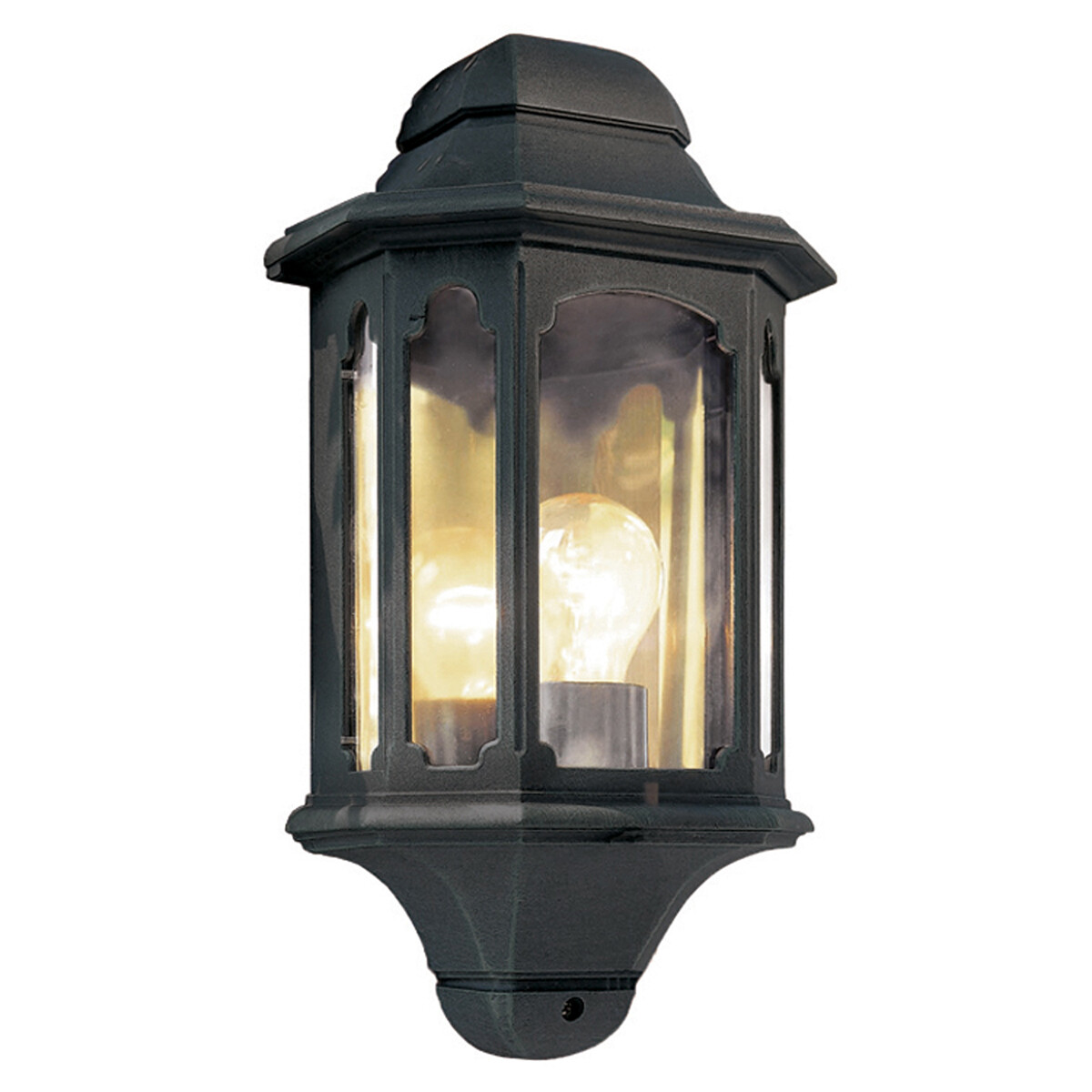 Outdoor IP44 1 Bulb Half Lantern Wall Light 5 Sided Black LED E27 100W